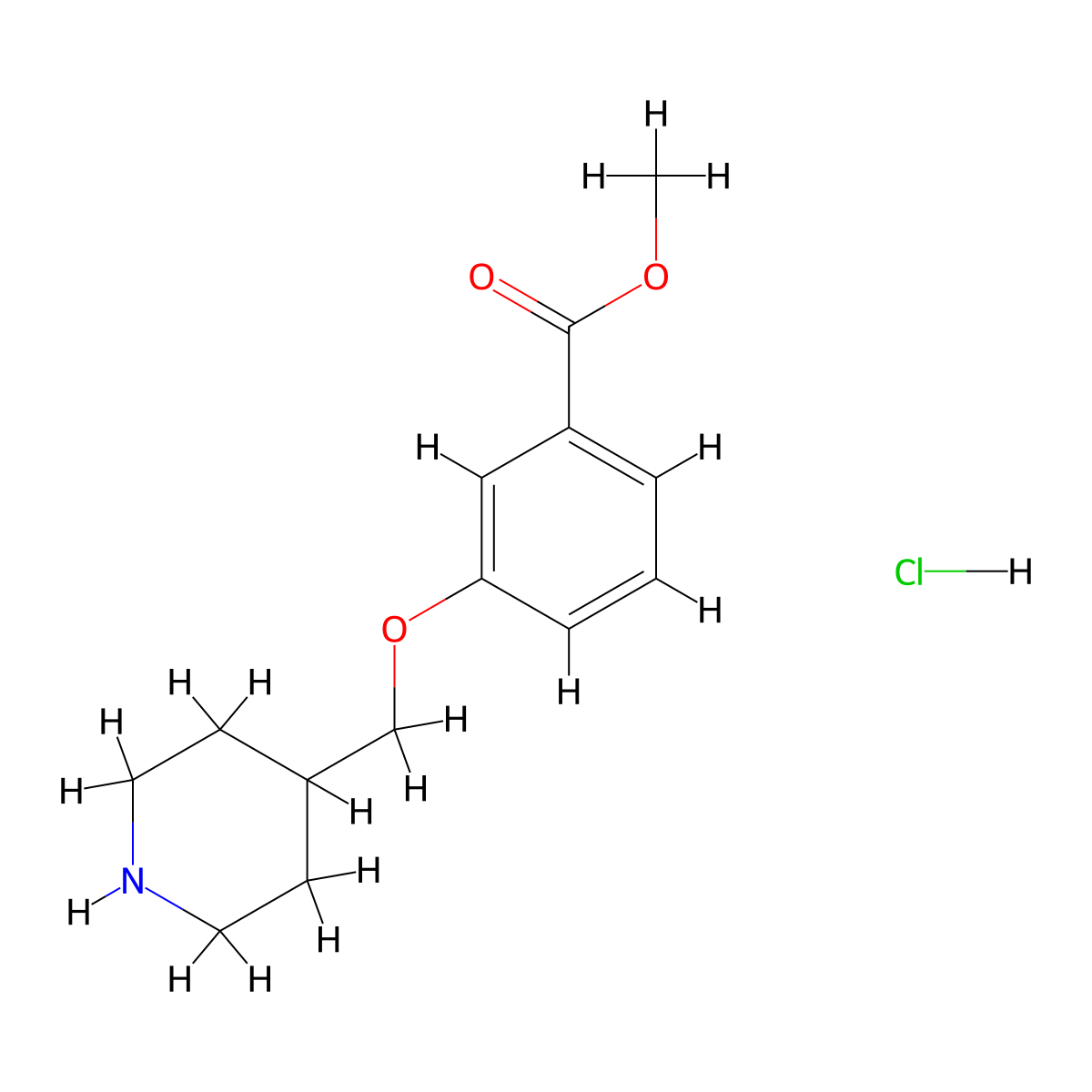 Methyl 3-(4-piperidinylmethoxy)benzoate hydrochloride molecular structure, CAS 1184976-73-5