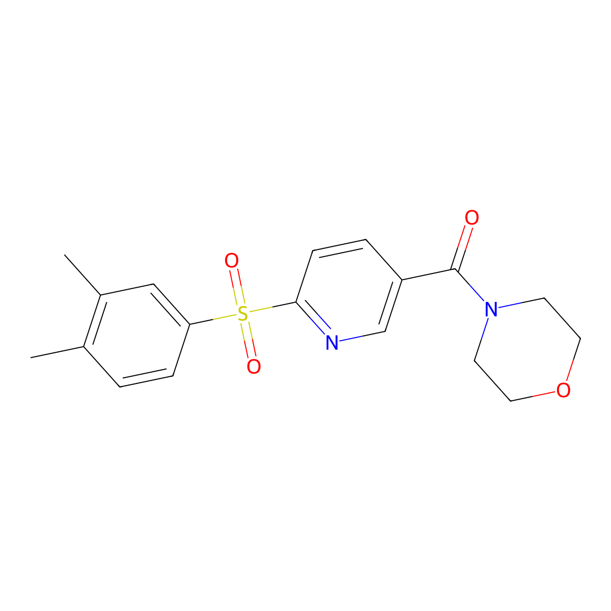 (6-((3,4-Dimethylphenyl)sulfonyl)pyridin-3-yl)(morpholino)methanone molecular structure, CAS 1184976-75-7