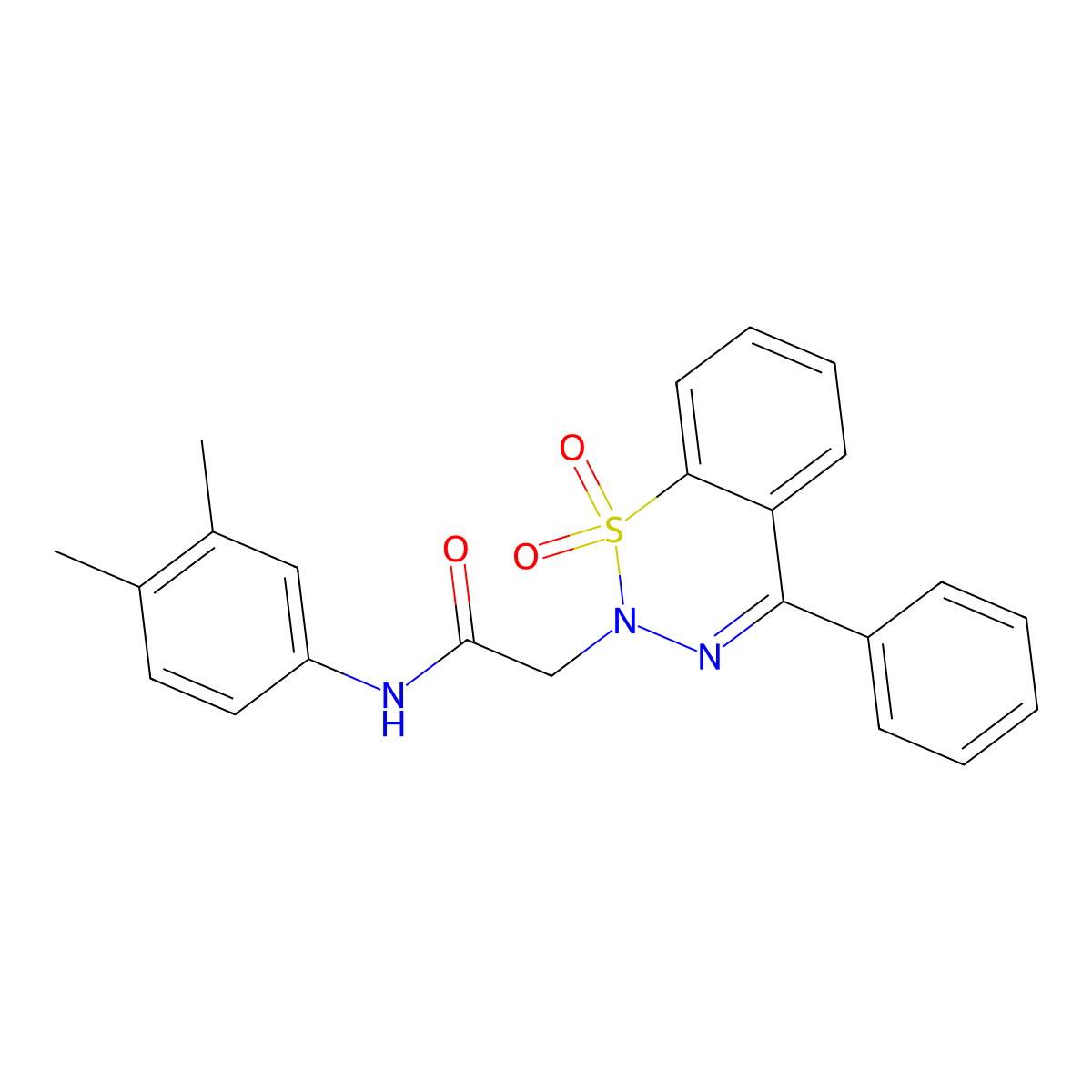 N-(3,4-dimethylphenyl)-2-(1,1-dioxido-4-phenyl-2H-1,2,3-benzothiadiazin-2-yl)acetamide molecular structure, CAS 1184976-80-4