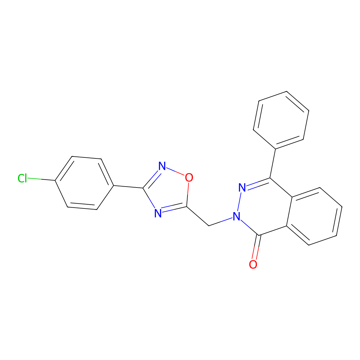 2-{[3-(4-Chlorophenyl)-1,2,4-oxadiazol-5-yl]methyl}-4-phenyl-1,2-dihydrophthalazin-1-one molecular structure, CAS 1184977-92-1