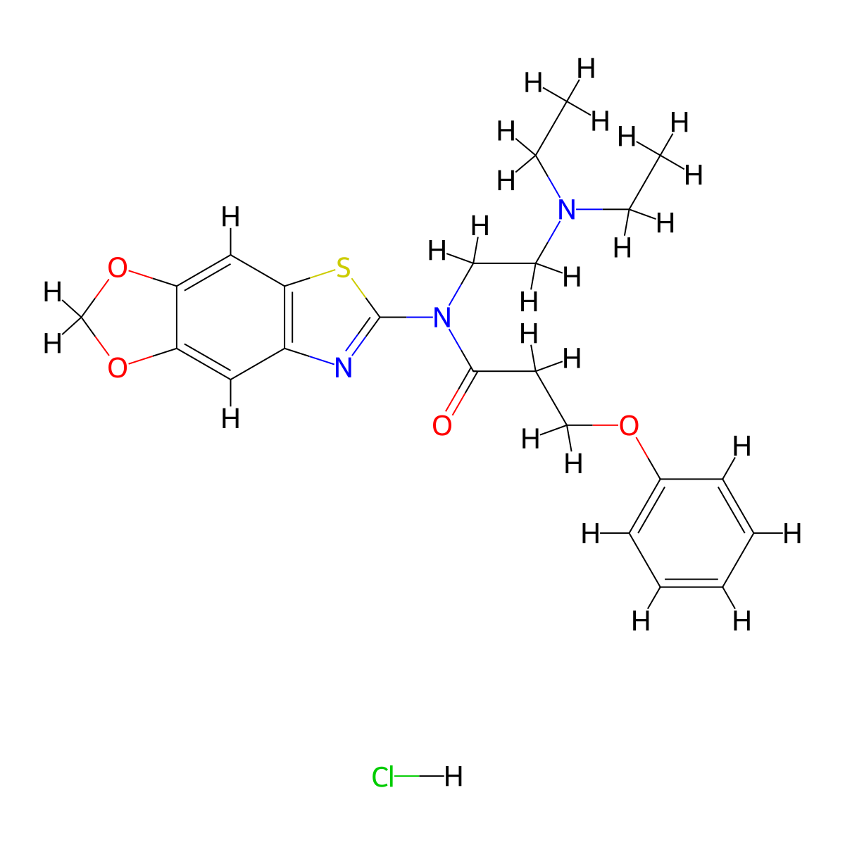 N-([1,3]dioxolo[4',5':4,5]benzo[1,2-d]thiazol-6-yl)-N-(2-(diethylamino)ethyl)-3-phenoxypropanamide hydrochloride molecular structure, CAS 1184978-23-1