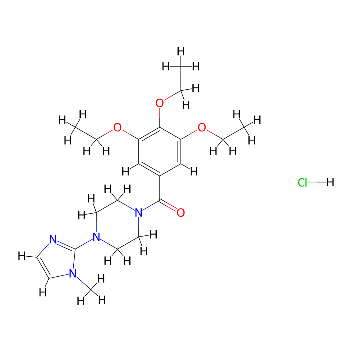 (4-(1-methyl-1H-imidazol-2-yl)piperazin-1-yl)(3,4,5-triethoxyphenyl)methanone hydrochloride molecular structure, CAS 1184978-83-3