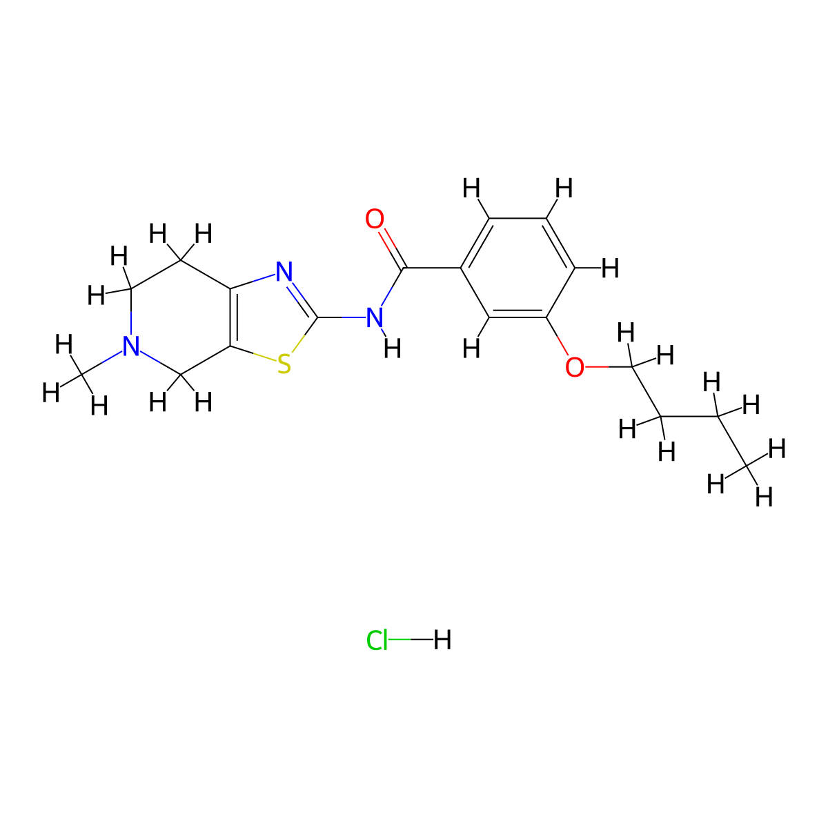 3-butoxy-N-(5-methyl-4,5,6,7-tetrahydrothiazolo[5,4-c]pyridin-2-yl)benzamide hydrochloride molecular structure, CAS 1184979-52-9