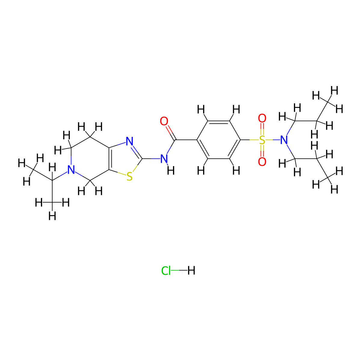 4-(N,N-dipropylsulfamoyl)-N-(5-isopropyl-4,5,6,7-tetrahydrothiazolo[5,4-c]pyridin-2-yl)benzamide hydrochloride molecular structure, CAS 1184979-64-3