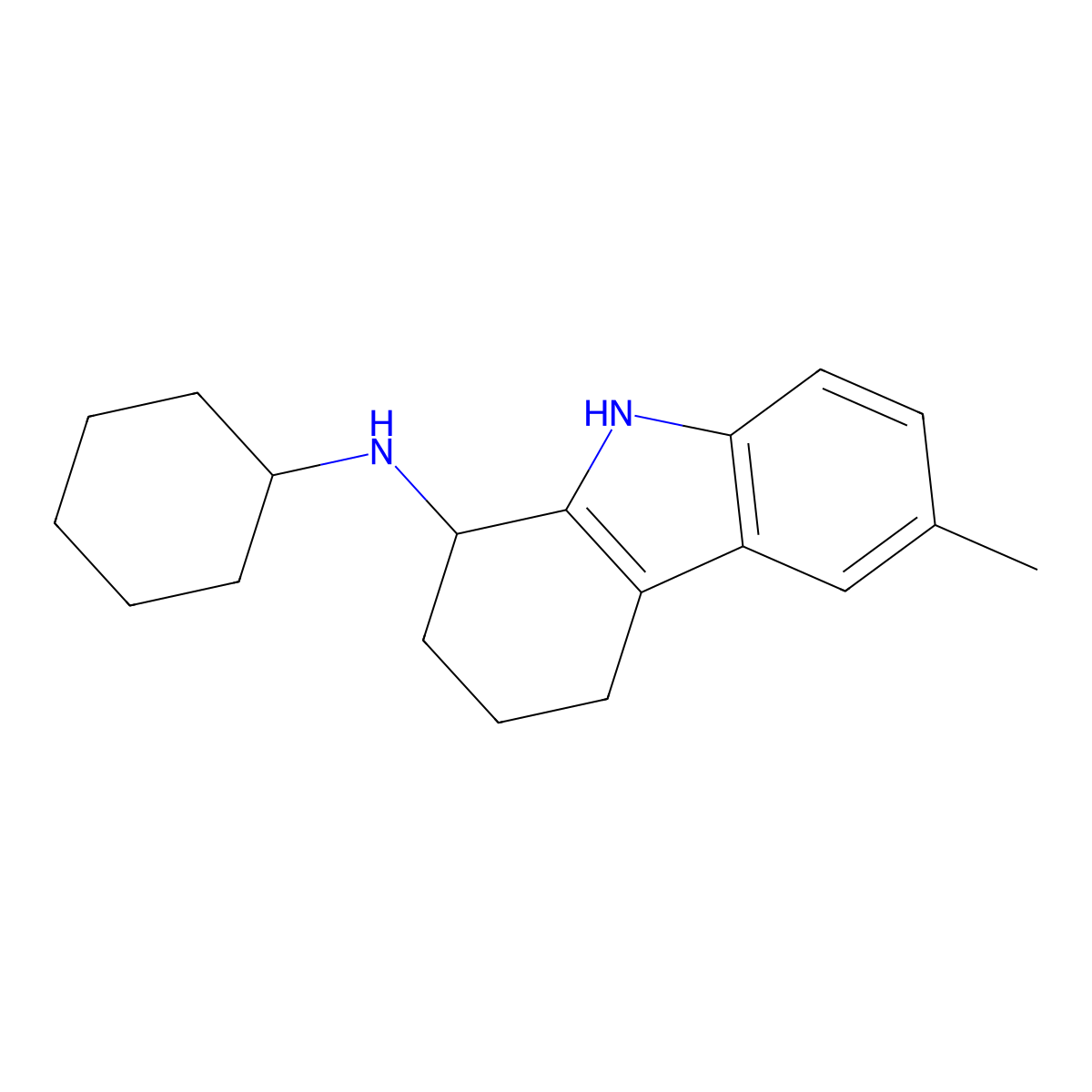 N-cyclohexyl-6-methyl-2,3,4,9-tetrahydro-1H-carbazol-1-amine molecular structure, CAS 118498-97-8