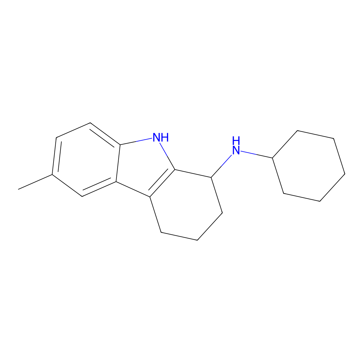 N-cyclohexyl-6-methyl-2,3,4,9-tetrahydro-1H-carbazol-1-amine molecular structure, CAS 118498-97-8