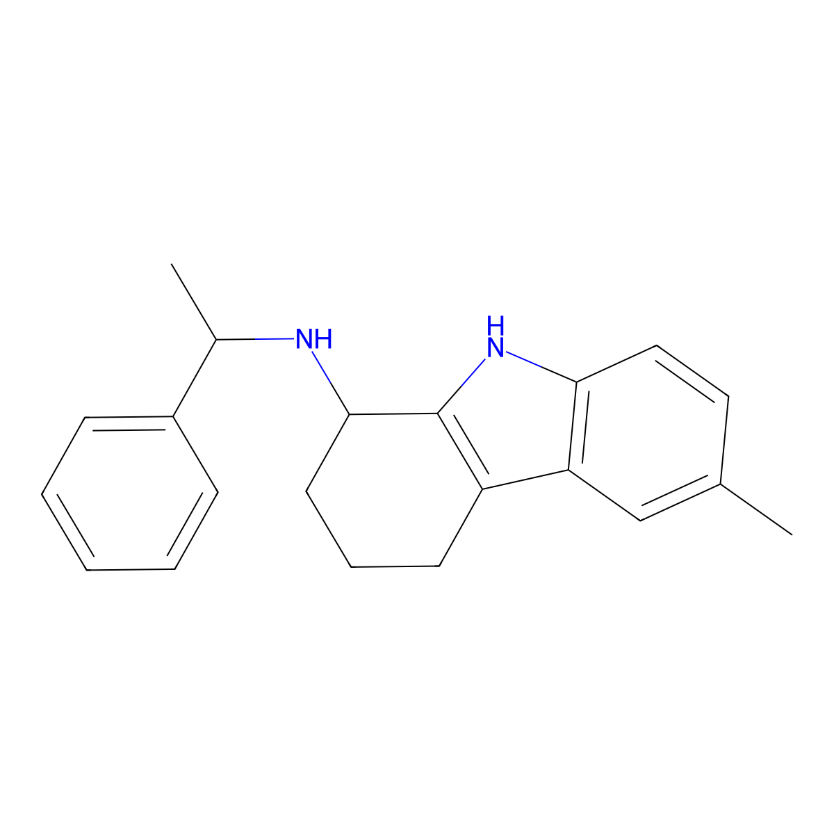 6-methyl-N-(1-phenylethyl)-2,3,4,9-tetrahydro-1H-carbazol-1-amine molecular structure, CAS 118498-99-0