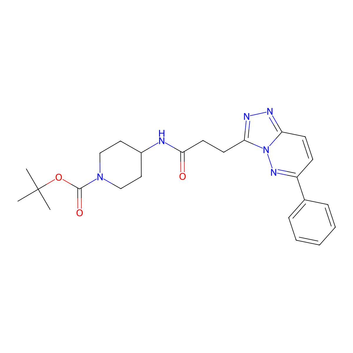 Tert-butyl 4-(3-(6-phenyl-[1,2,4]triazolo[4,3-b]pyridazin-3-yl)propanamido)piperidine-1-carboxylate molecular structure, CAS 1184984-17-5