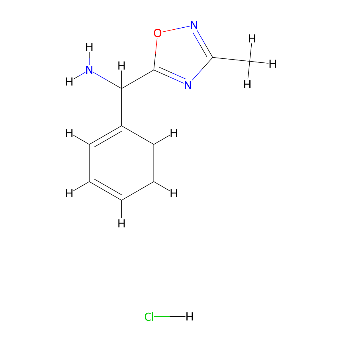 (3-Methyl-1,2,4-oxadiazol-5-yl)(phenyl)methanamine hydrochloride molecular structure, CAS 1184984-85-7