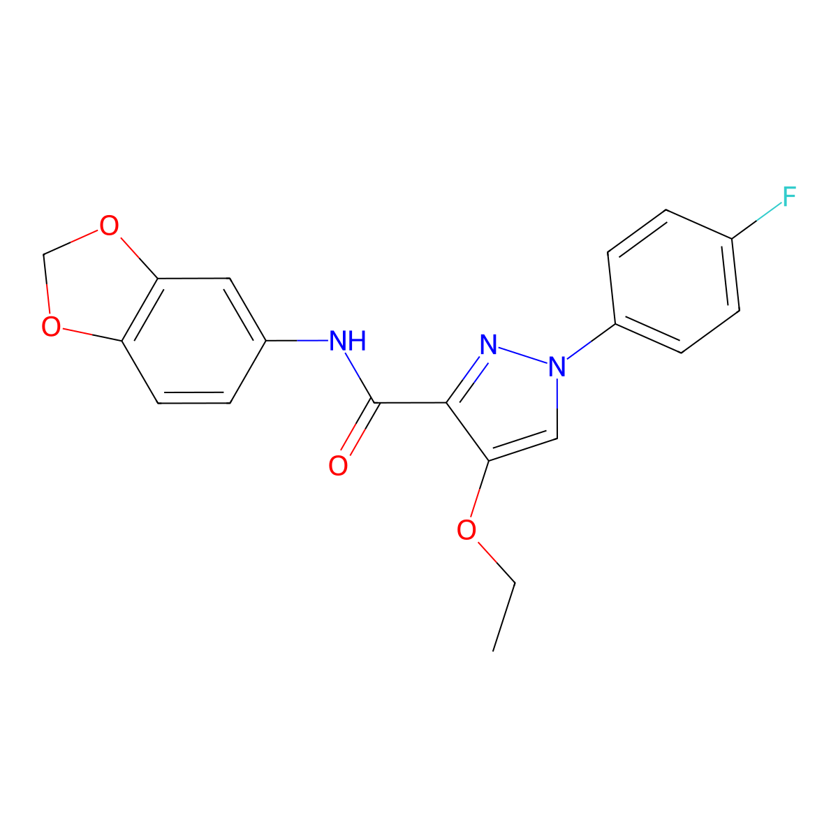 N-(benzo[d][1,3]dioxol-5-yl)-4-ethoxy-1-(4-fluorophenyl)-1H-pyrazole-3-carboxamide molecular structure, CAS 1184984-95-9