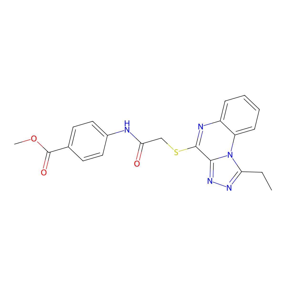 Methyl 4-[2-({1-ethyl-[1,2,4]triazolo[4,3-a]quinoxalin-4-yl}sulfanyl)acetamido]benzoate molecular structure, CAS 1184985-21-4