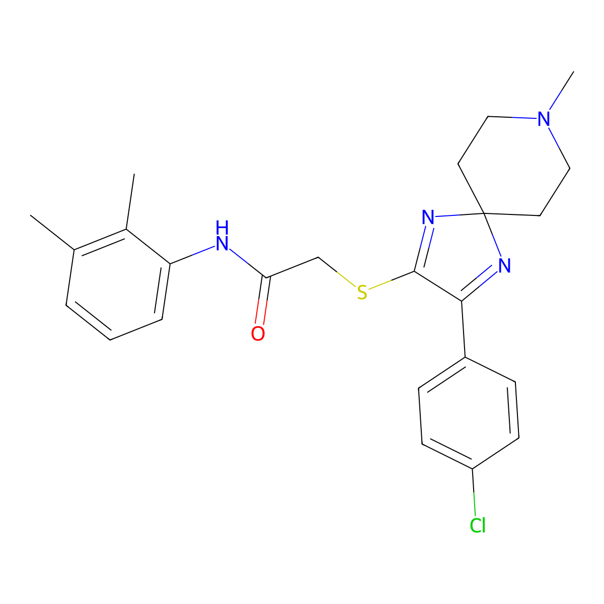 2-((3-(4-chlorophenyl)-8-methyl-1,4,8-triazaspiro[4.5]deca-1,3-dien-2-yl)thio)-N-(2,3-dimethylphenyl)acetamide molecular structure, CAS 1184985-44-1