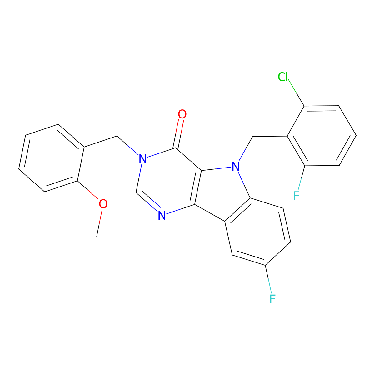 5-(2-chloro-6-fluorobenzyl)-8-fluoro-3-(2-methoxybenzyl)-3H-pyrimido[5,4-b]indol-4(5H)-one molecular structure, CAS 1184985-51-0
