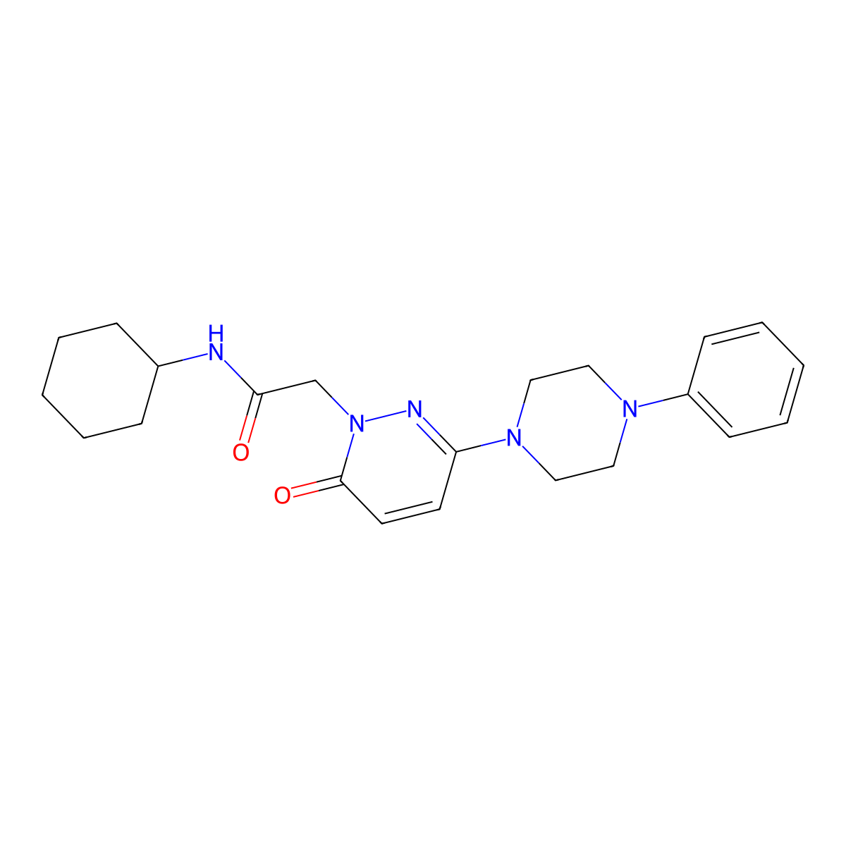N-cyclohexyl-2-[6-oxo-3-(4-phenylpiperazin-1-yl)pyridazin-1(6H)-yl]acetamide molecular structure, CAS 1184986-27-3