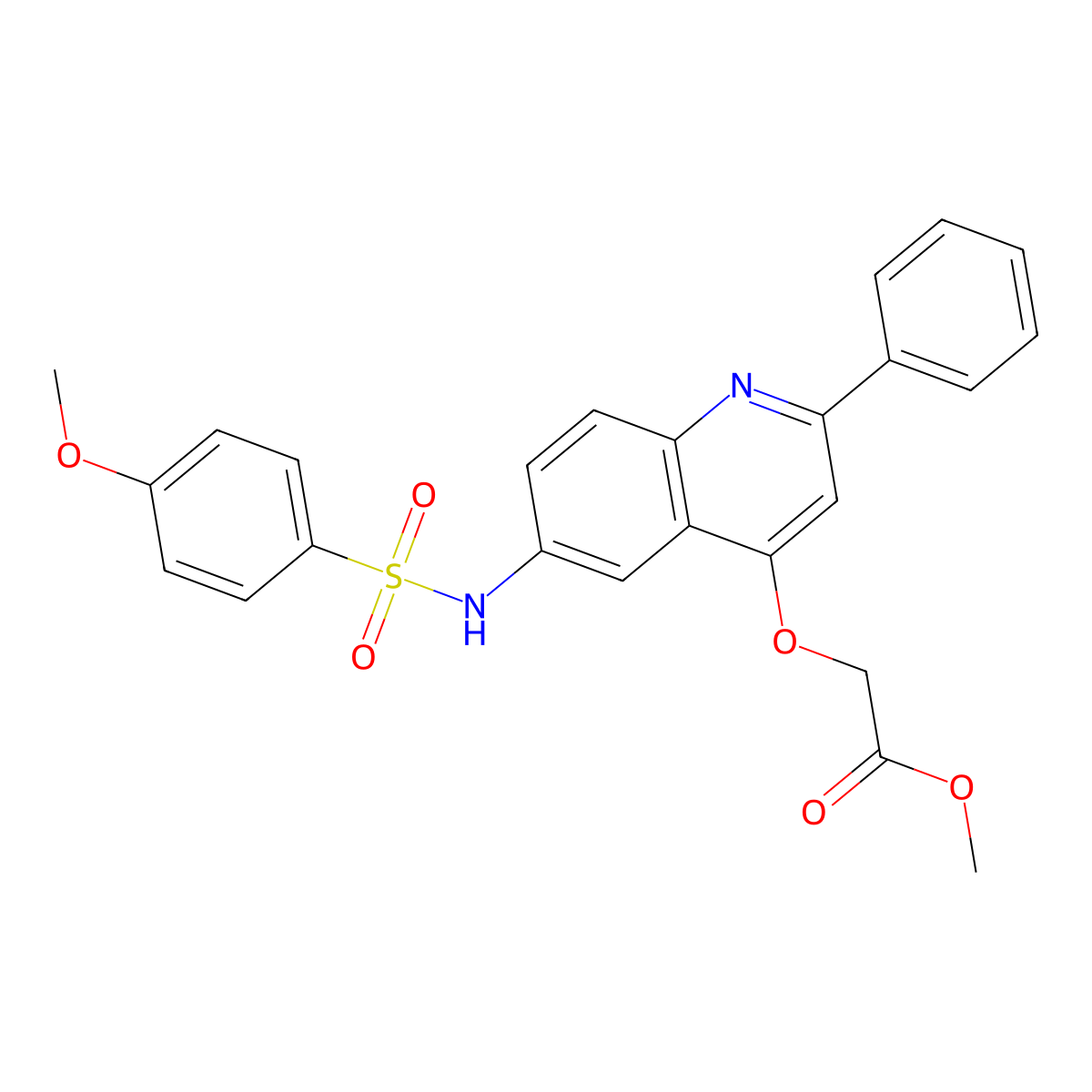 Methyl 2-{[6-(4-methoxybenzenesulfonamido)-2-phenylquinolin-4-yl]oxy}acetate molecular structure, CAS 1184986-71-7