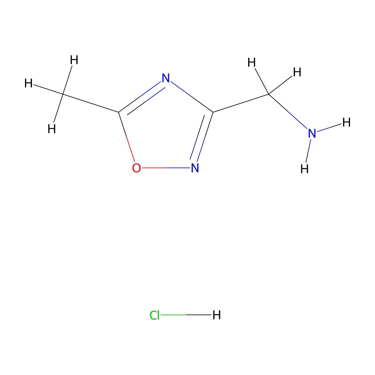 (5-Methyl-1,2,4-oxadiazol-3-yl)methanamine hydrochloride molecular structure, CAS 1184986-84-2