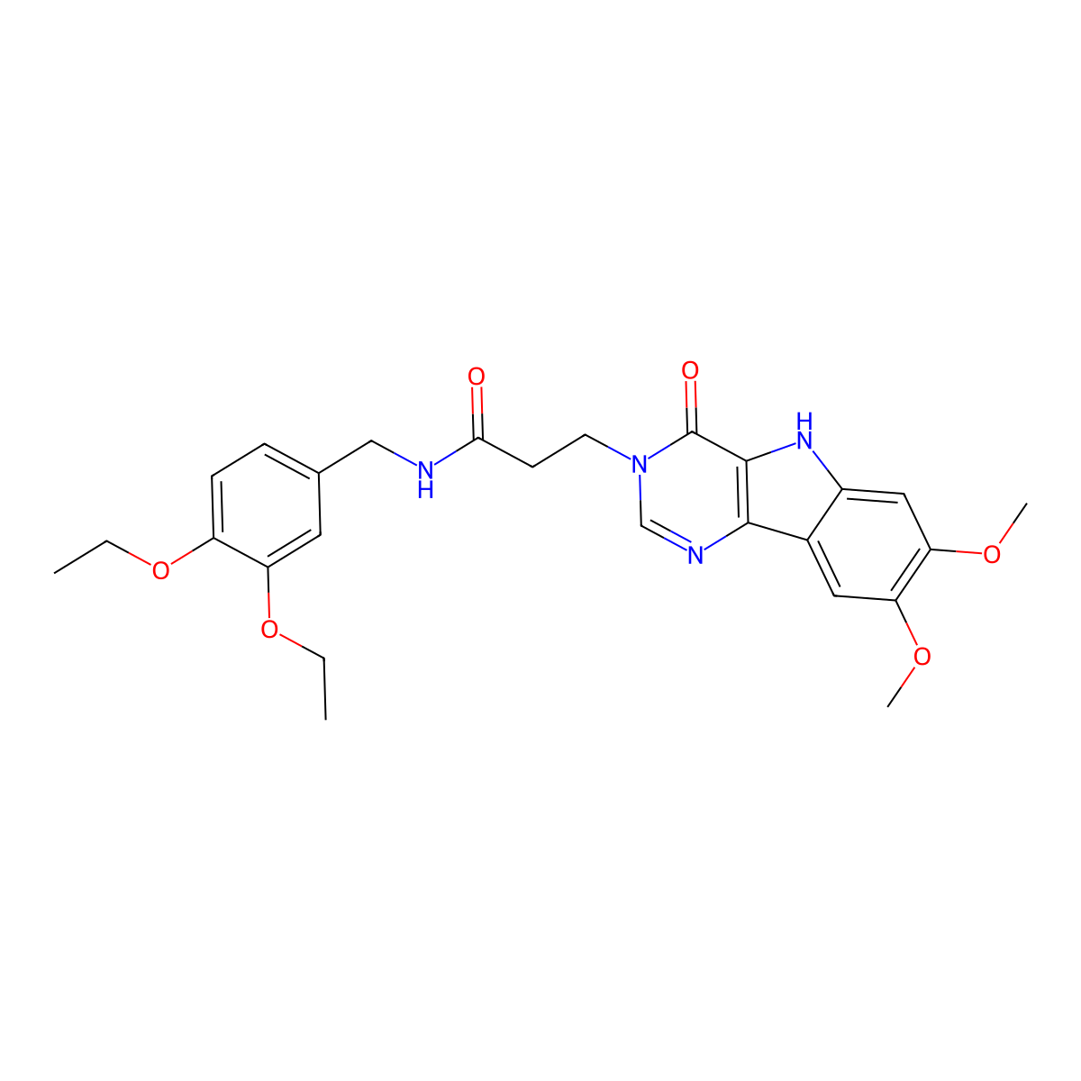 N-(3,4-diethoxybenzyl)-3-(7,8-dimethoxy-4-oxo-4,5-dihydro-3H-pyrimido[5,4-b]indol-3-yl)propanamide molecular structure, CAS 1184987-42-5