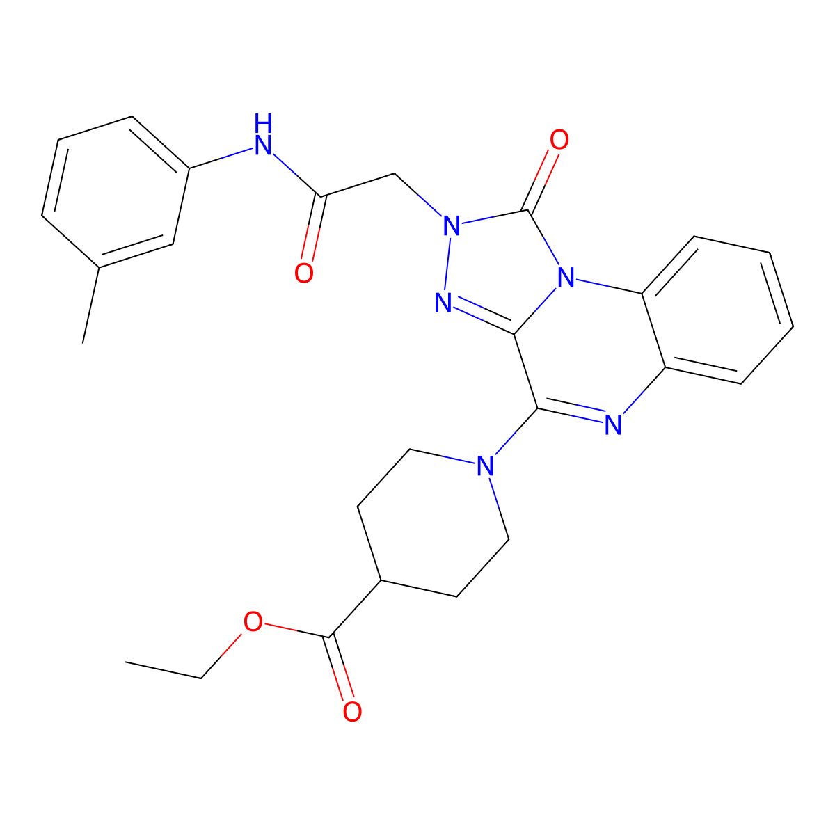 ethyl 1-(2-{[(3-methylphenyl)carbamoyl]methyl}-1-oxo-1H,2H-[1,2,4]triazolo[4,3-a]quinoxalin-4-yl)piperidine-4-carboxylate molecular structure, CAS 1184987-69-6