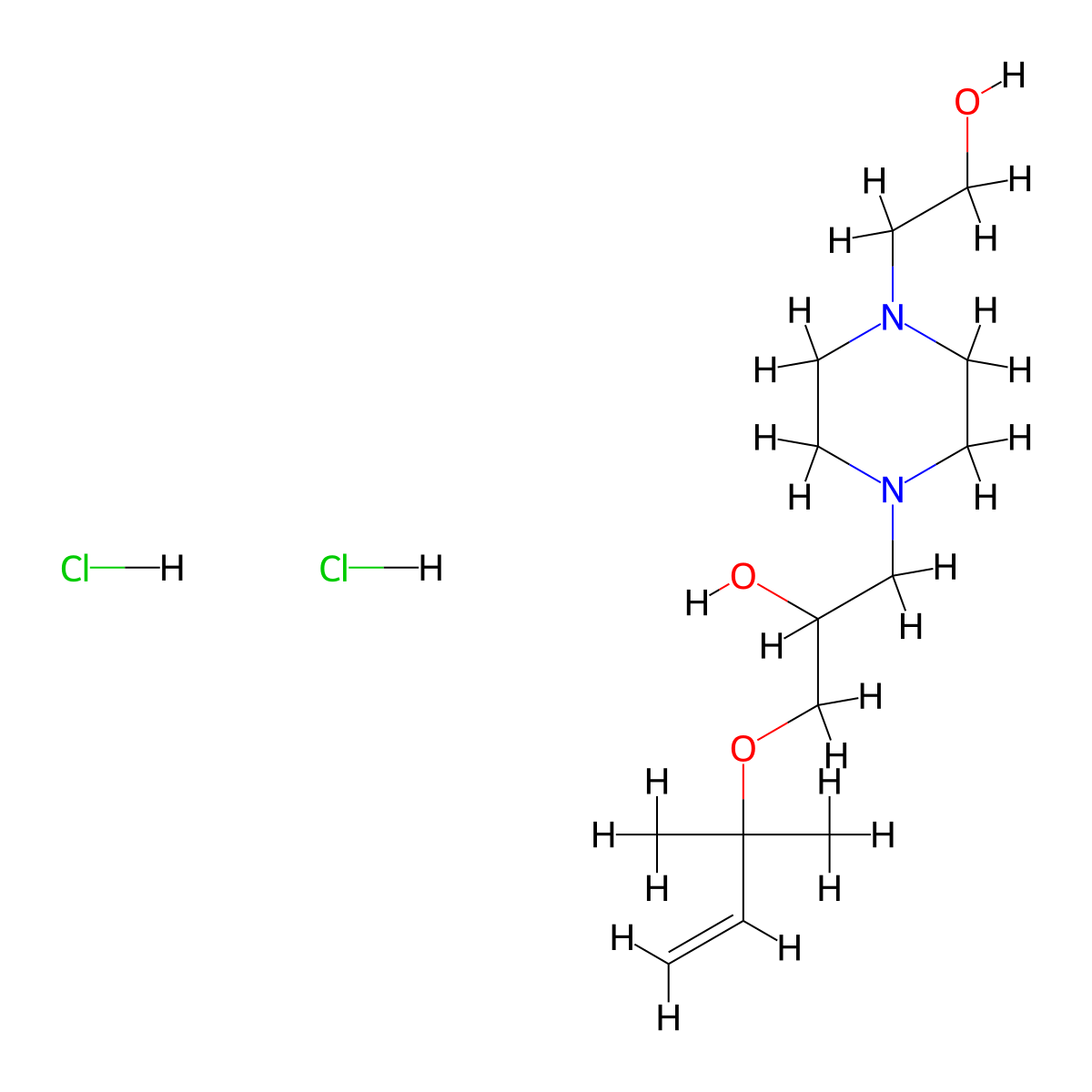 1-(4-(2-Hydroxyethyl)piperazin-1-yl)-3-((2-methylbut-3-en-2-yl)oxy)propan-2-ol dihydrochloride molecular structure, CAS 1184988-11-1