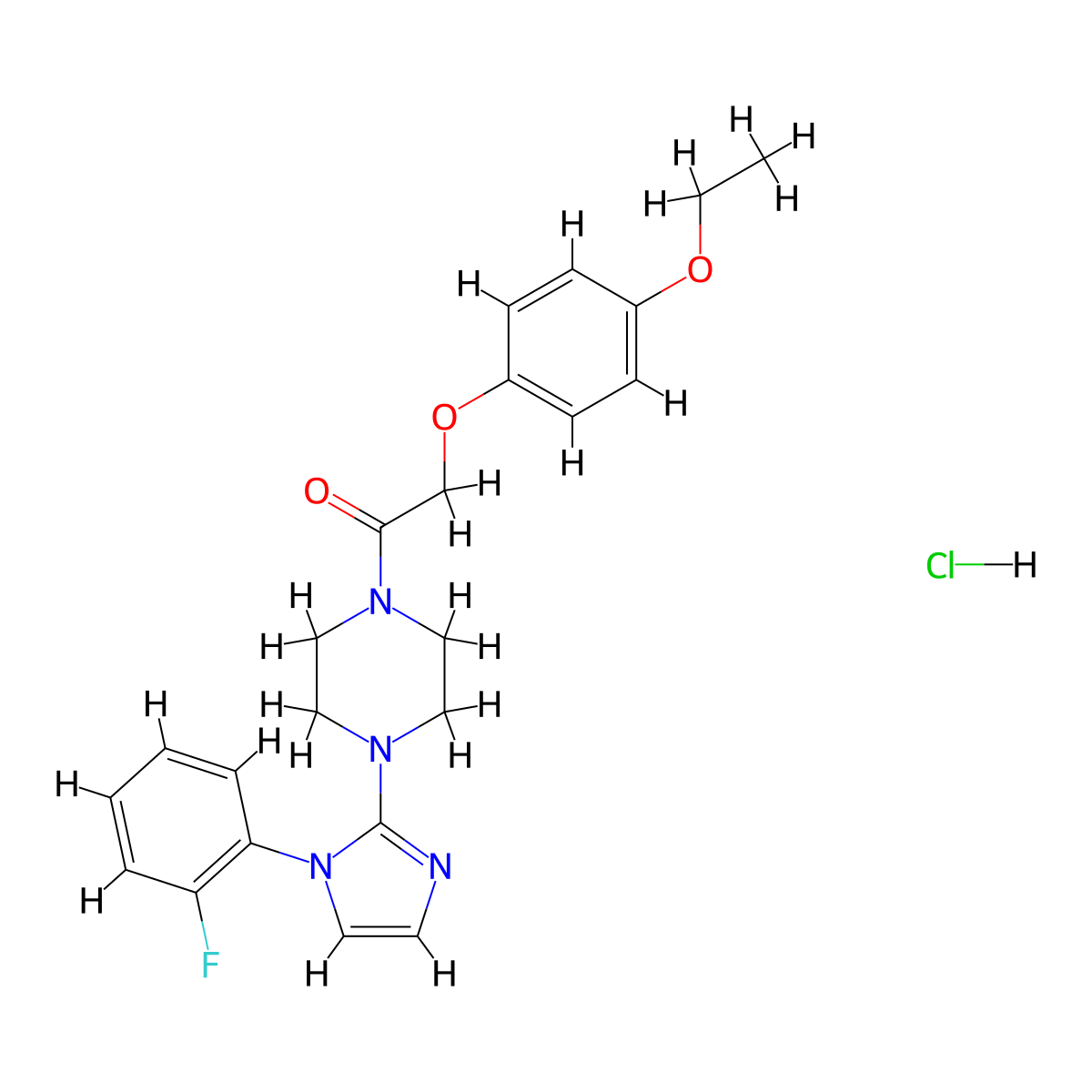 2-(4-ethoxyphenoxy)-1-(4-(1-(2-fluorophenyl)-1H-imidazol-2-yl)piperazin-1-yl)ethanone hydrochloride molecular structure, CAS 1184988-46-2