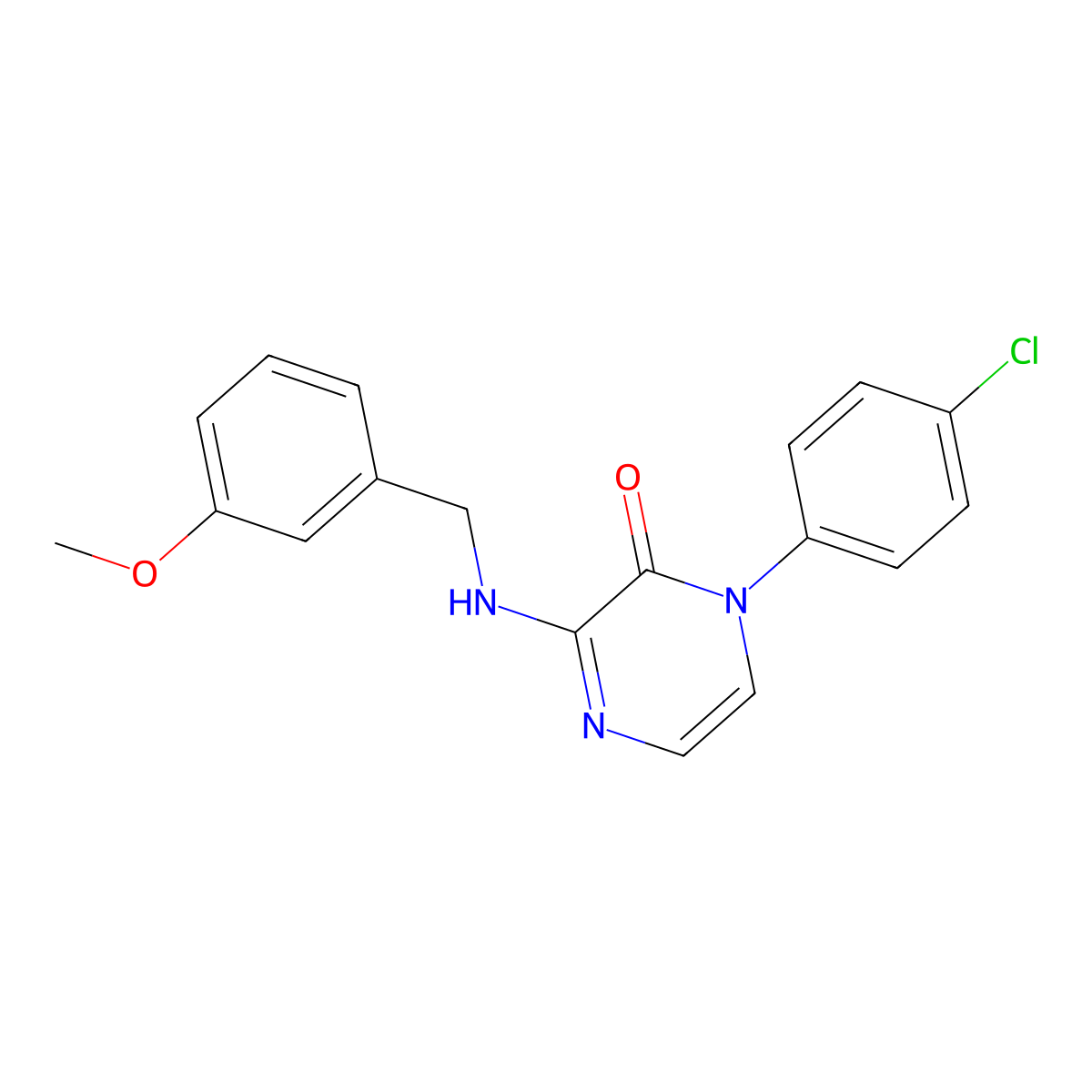 1-(4-Chlorophenyl)-3-{[(3-methoxyphenyl)methyl]amino}-1,2-dihydropyrazin-2-one molecular structure, CAS 1184988-62-2