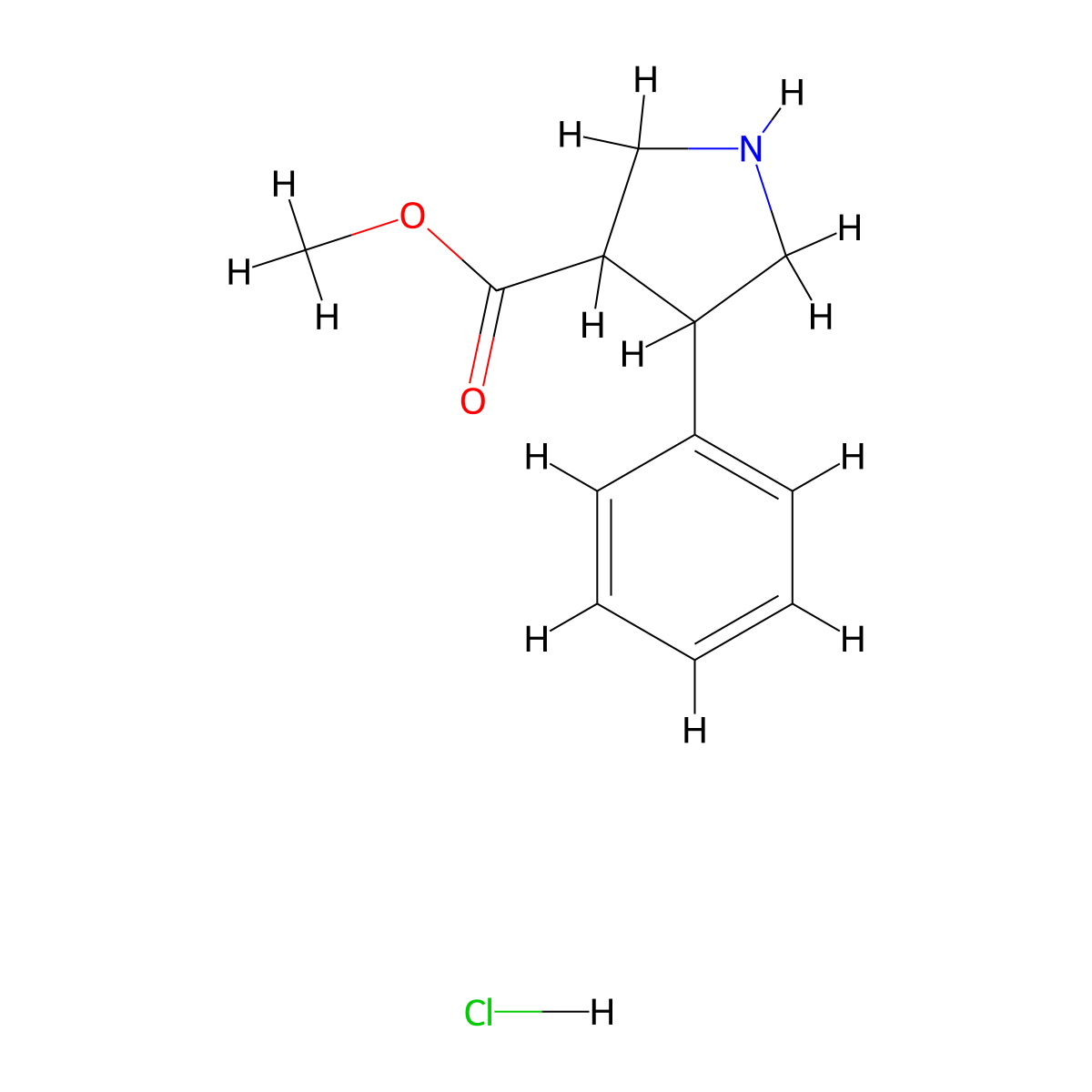 Methyl 4-phenylpyrrolidine-3-carboxylate hydrochloride molecular structure, CAS 1184988-90-6