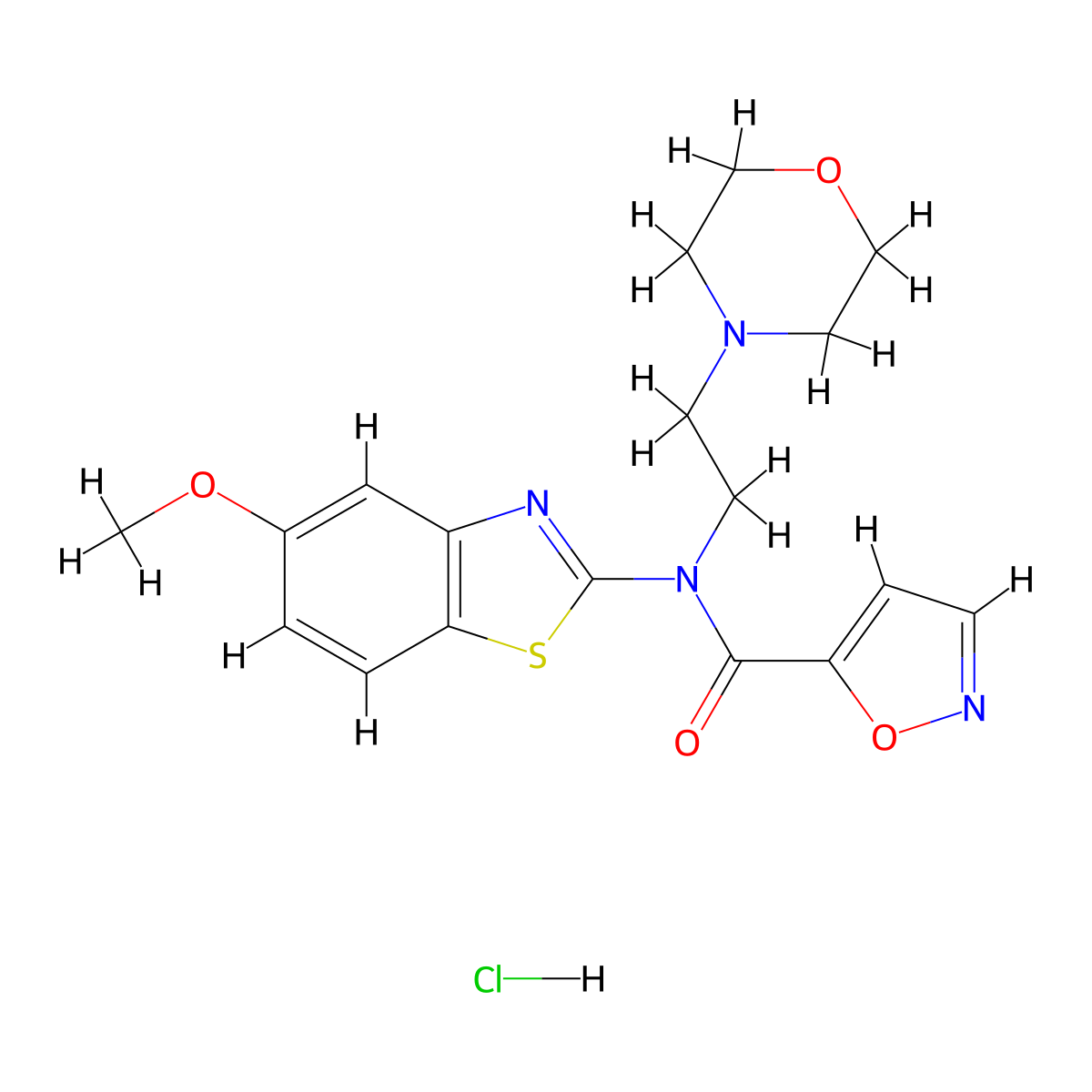 N-(5-methoxybenzo[d]thiazol-2-yl)-N-(2-morpholinoethyl)isoxazole-5-carboxamide hydrochloride molecular structure, CAS 1184989-19-2