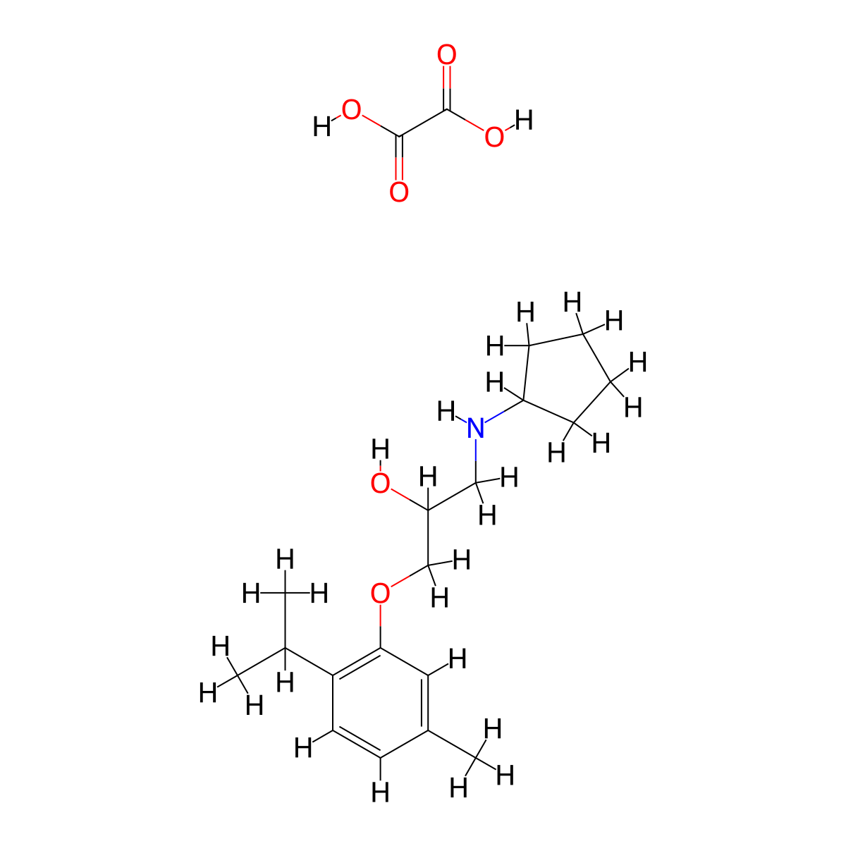 1-(Cyclopentylamino)-3-(2-isopropyl-5-methylphenoxy)propan-2-ol oxalate molecular structure, CAS 1184989-47-6