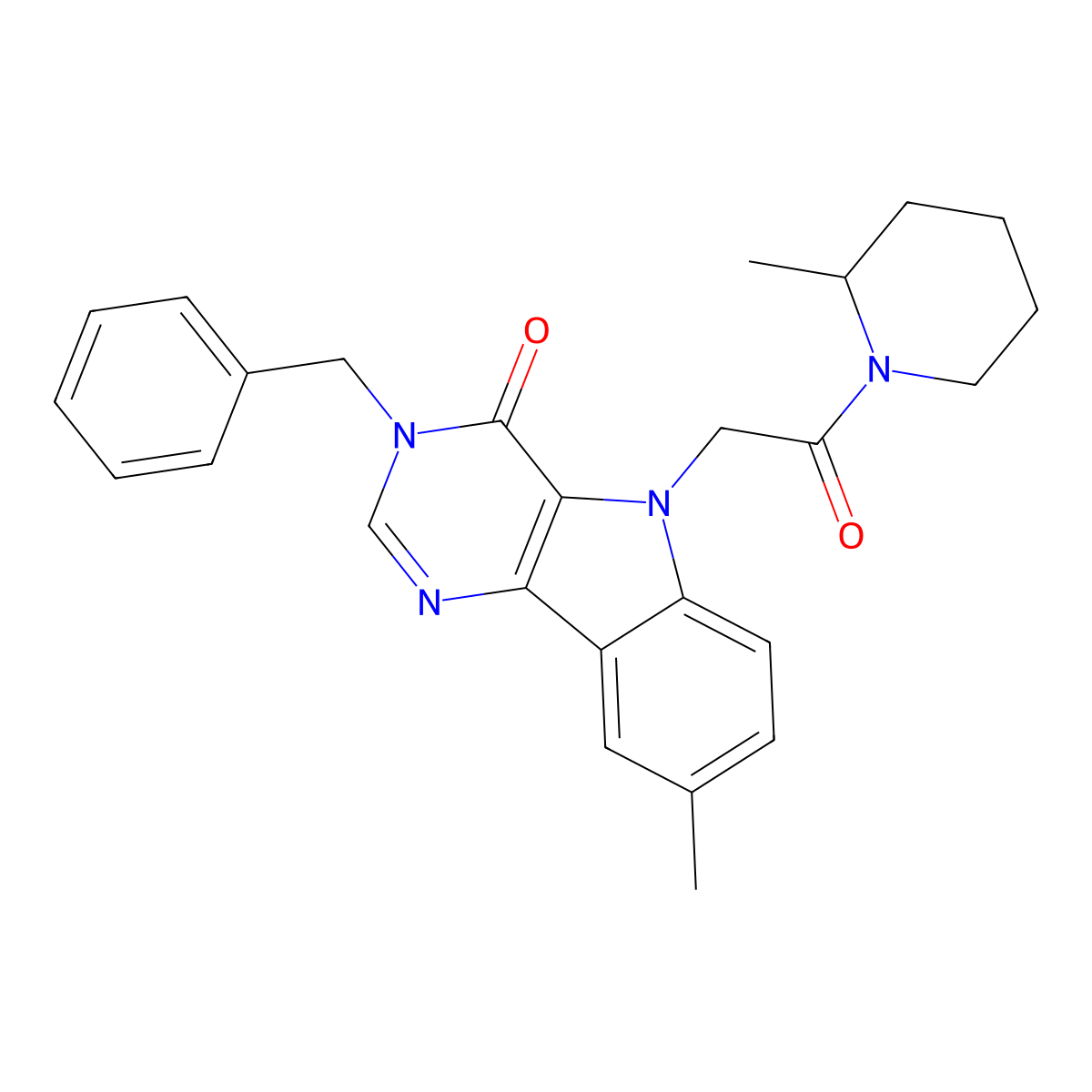 3-benzyl-8-methyl-5-[2-(2-methylpiperidin-1-yl)-2-oxoethyl]-3,5-dihydro-4H-pyrimido[5,4-b]indol-4-one molecular structure, CAS 1184989-53-4