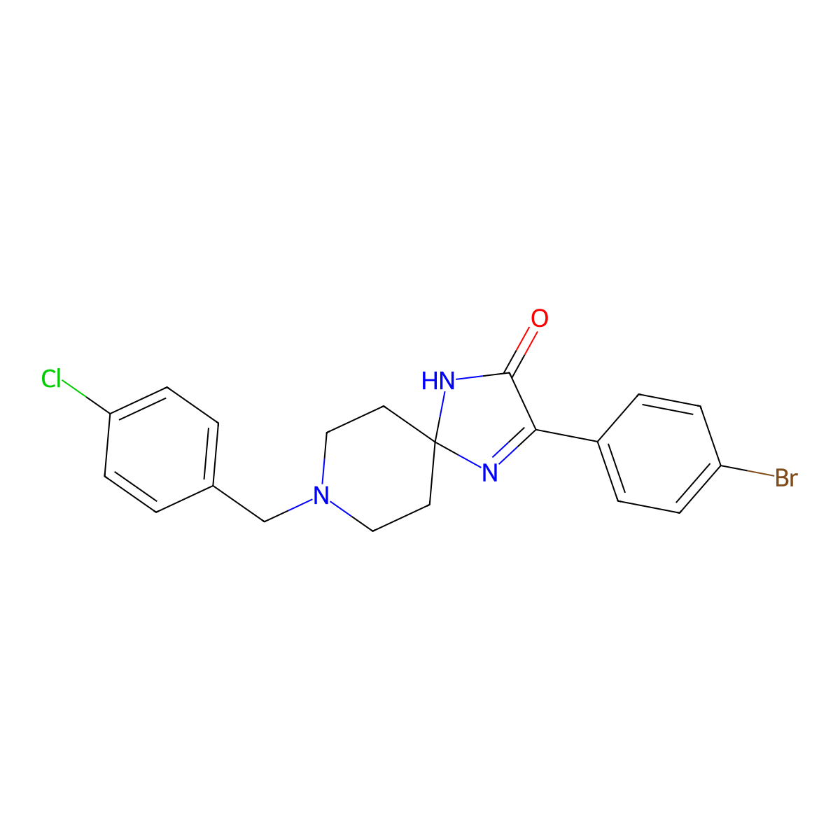 3-(4-Bromophenyl)-8-[(4-chlorophenyl)methyl]-1,4,8-triazaspiro[4.5]dec-3-EN-2-one molecular structure, CAS 1184989-72-7