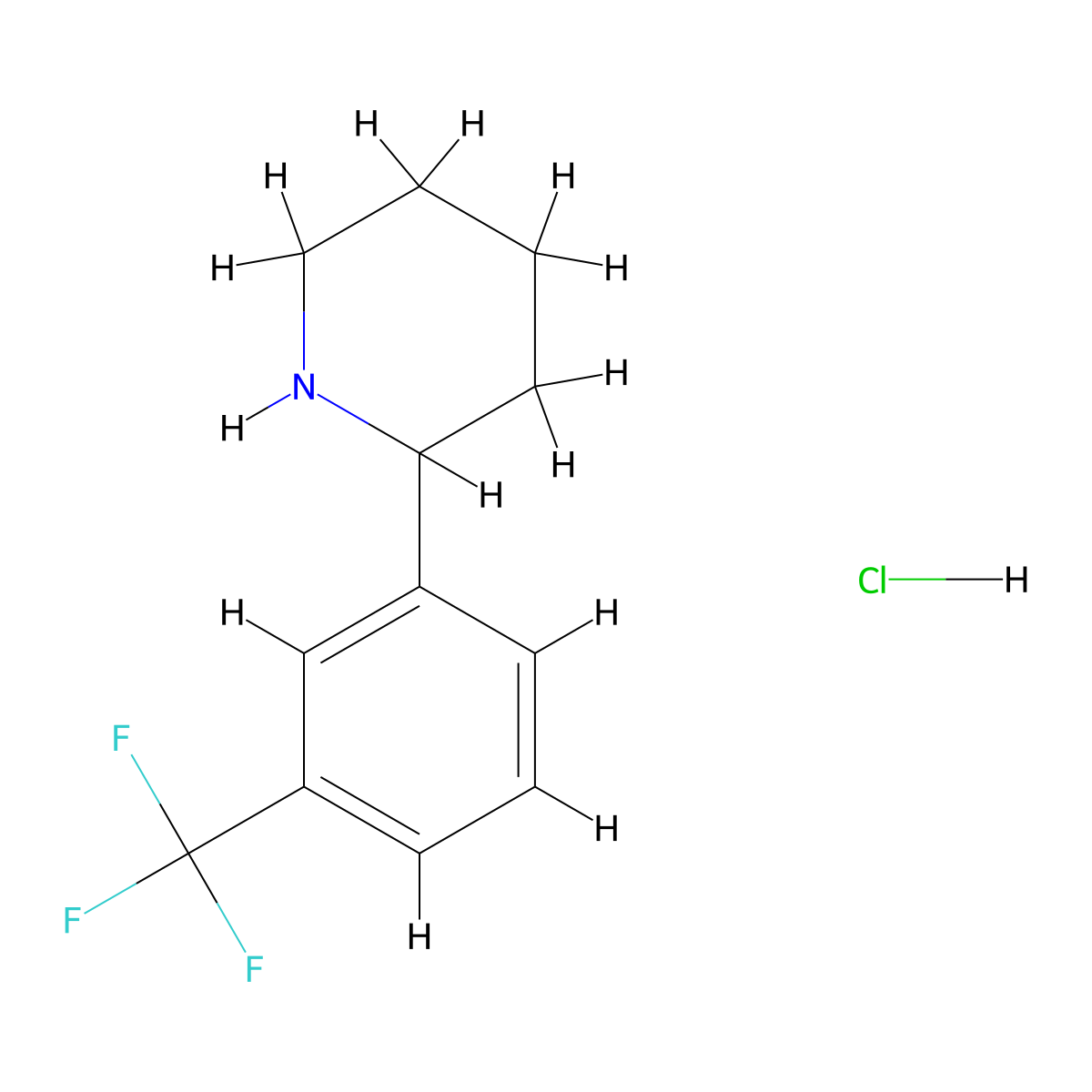 2-[3-(Trifluoromethyl)phenyl]piperidine hydrochloride molecular structure, CAS 1184989-97-6