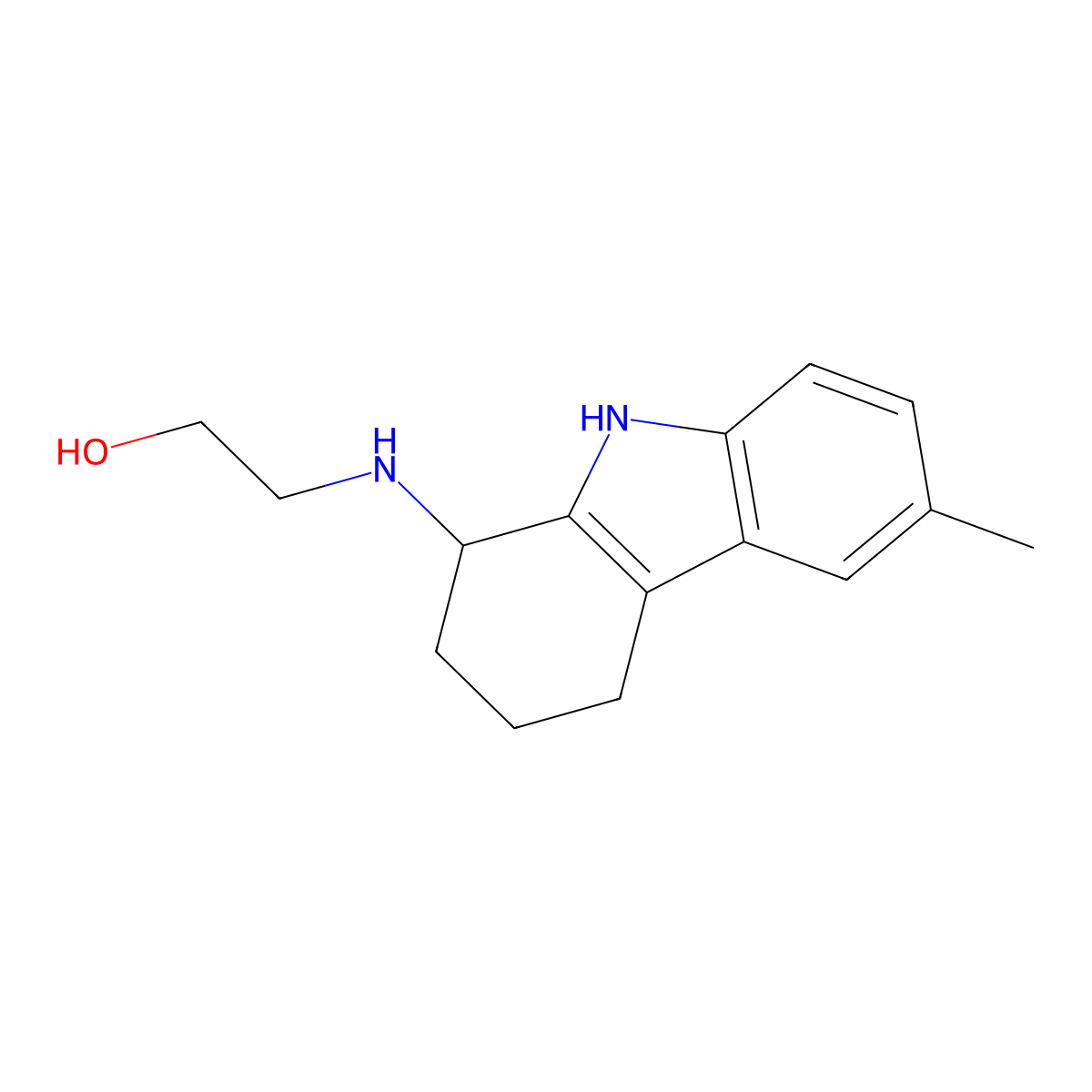 2-[(6-methyl-2,3,4,9-tetrahydro-1H-carbazol-1-yl)amino]ethanol molecular structure, CAS 118499-01-7