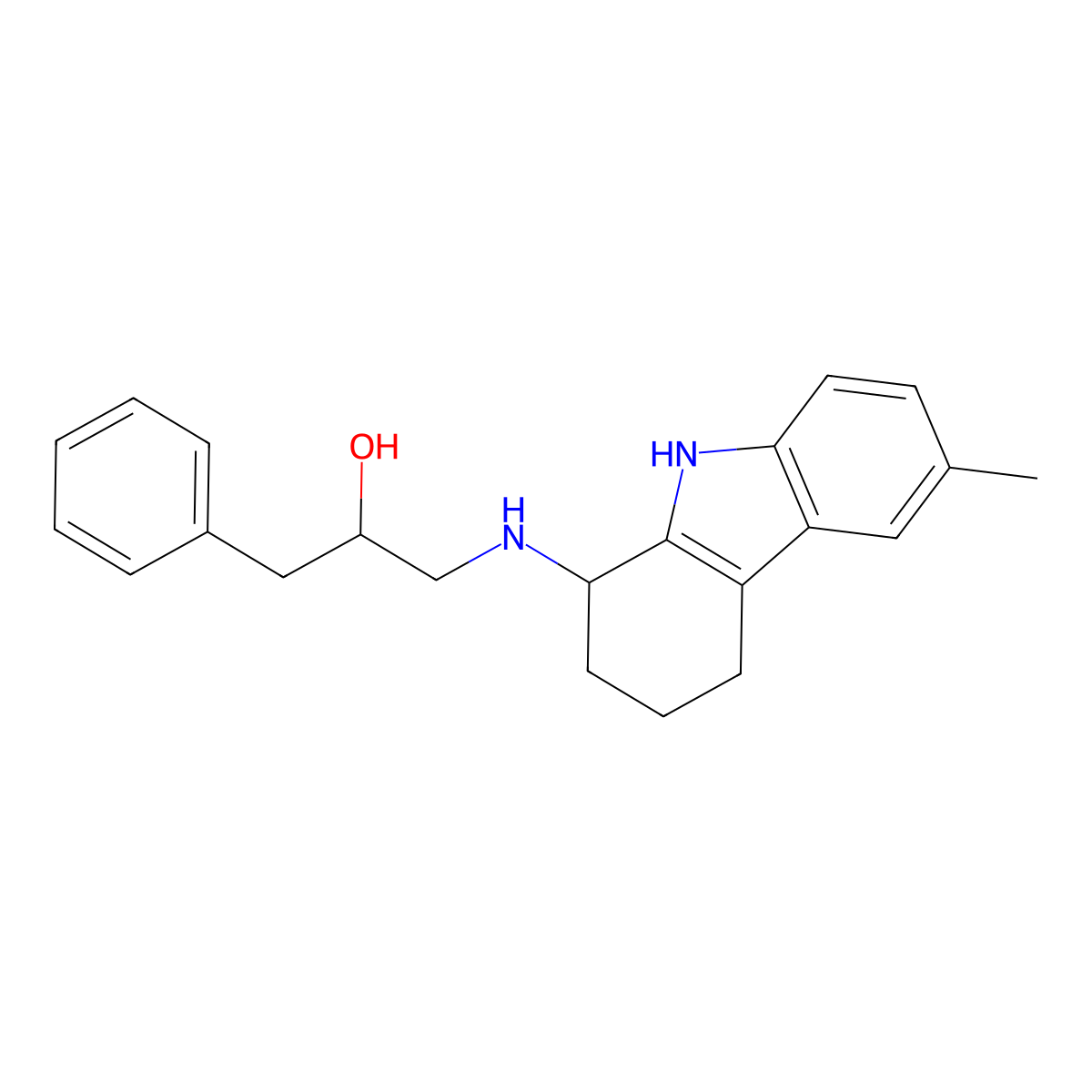 1-[(6-methyl-2,3,4,9-tetrahydro-1H-carbazol-1-yl)amino]-3-phenylpropan-2-ol molecular structure, CAS 118499-04-0