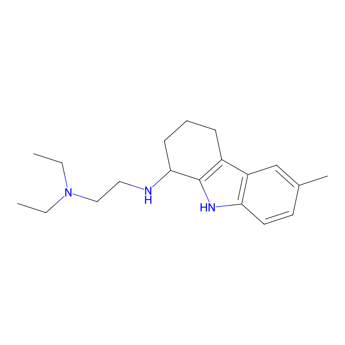 N',N'-diethyl-N-(6-methyl-2,3,4,9-tetrahydro-1H-carbazol-1-yl)ethane-1,2-diamine molecular structure, CAS 118499-05-1