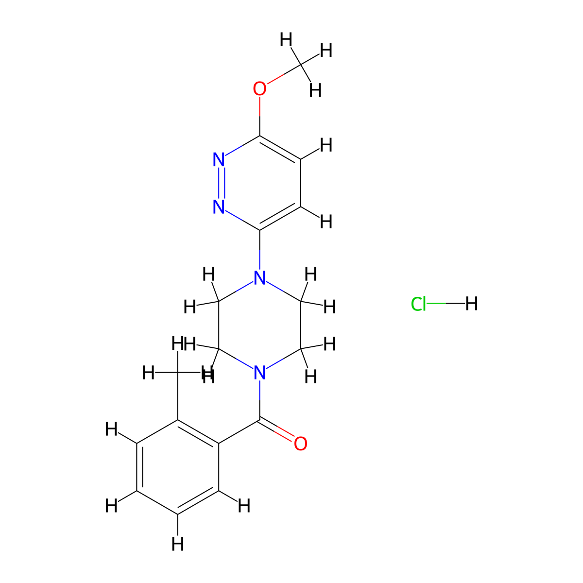 (4-(6-Methoxypyridazin-3-yl)piperazin-1-yl)(o-tolyl)methanone hydrochloride molecular structure, CAS 1184990-91-7