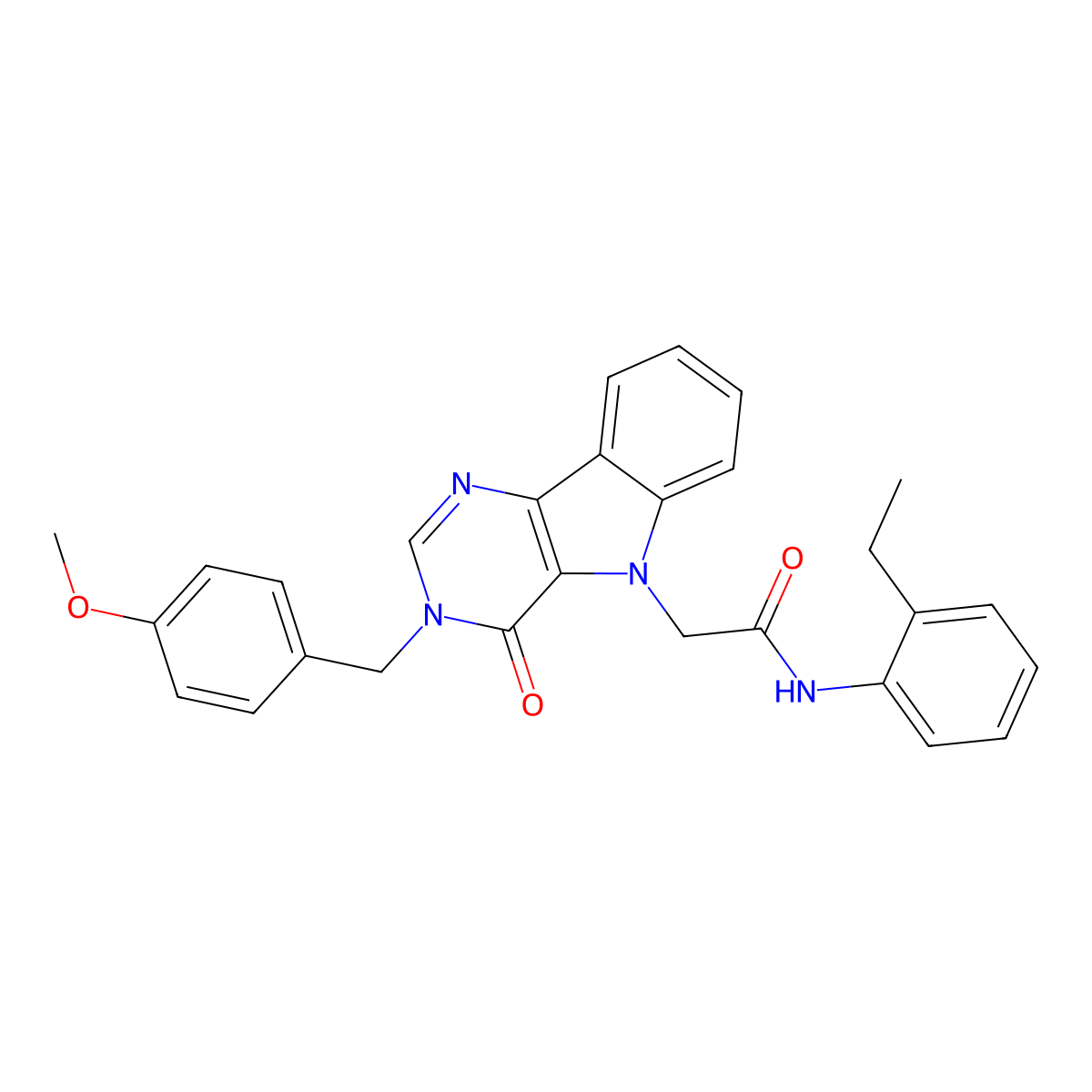 N-(2-ethylphenyl)-2-(3-(4-methoxybenzyl)-4-oxo-3H-pyrimido[5,4-b]indol-5(4H)-yl)acetamide molecular structure, CAS 1184991-08-9