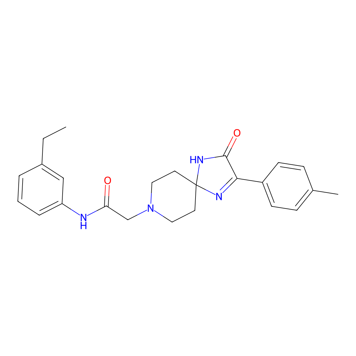 N-(3-ethylphenyl)-2-[2-(4-methylphenyl)-3-oxo-1,4,8-triazaspiro[4.5]dec-1-en-8-yl]acetamide molecular structure, CAS 1184992-65-1