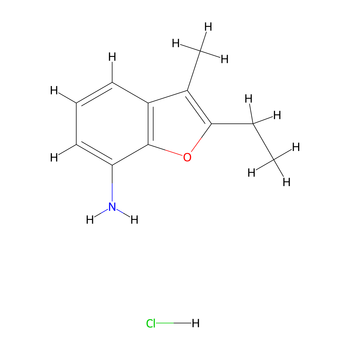2-Ethyl-3-methyl-1-benzofuran-7-amine hydrochloride molecular structure, CAS 1184993-01-8