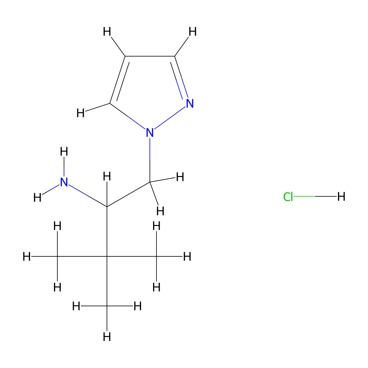 3,3-Dimethyl-1-(1H-pyrazol-1-yl)butan-2-amine hydrochloride molecular structure, CAS 1184994-08-8