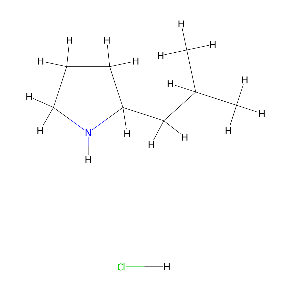 2-Isobutylpyrrolidine hydrochloride molecular structure, CAS 1184994-37-3