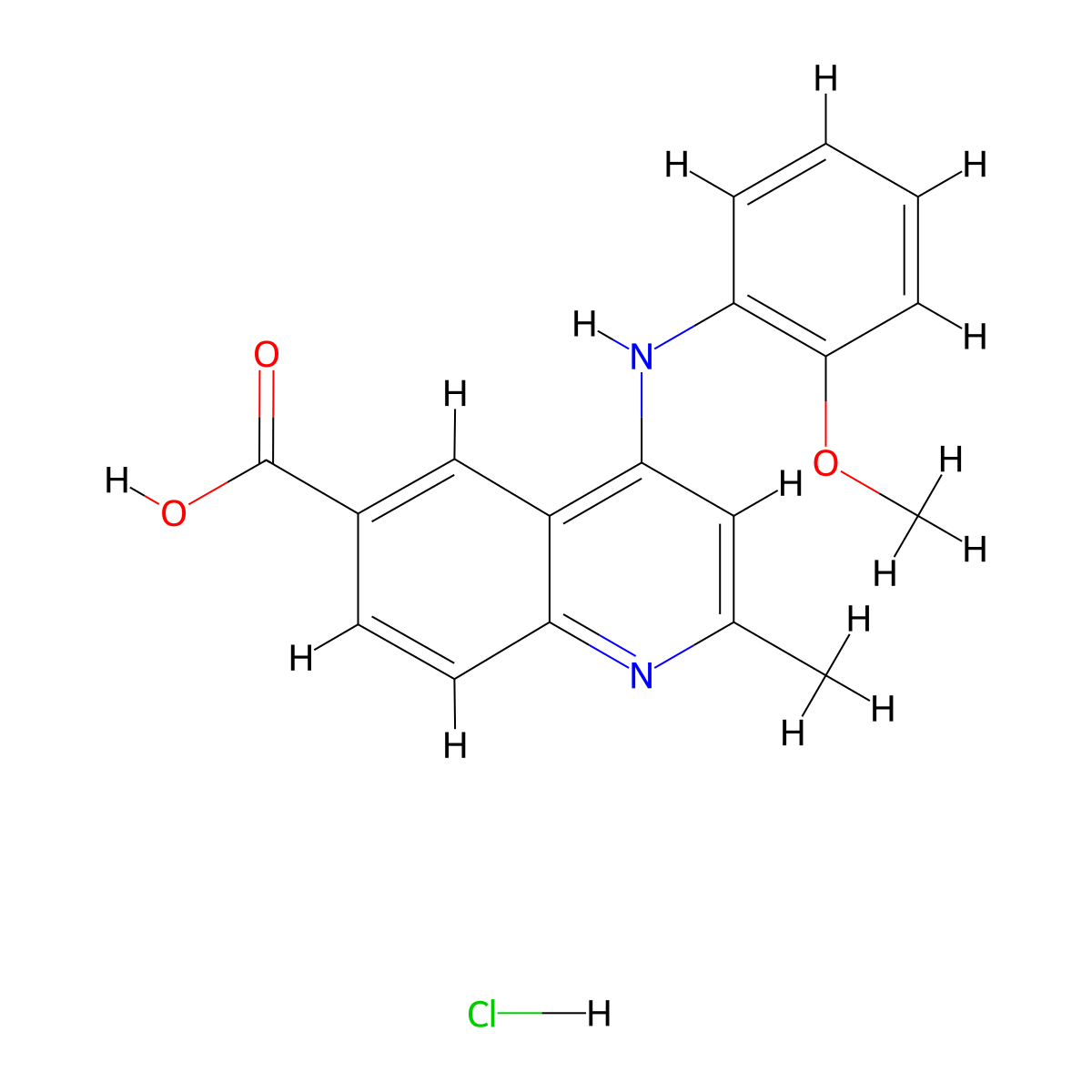 4-(2-Methoxyphenylamino)-2-methylquinoline-6-carboxylic acid hydrochloride molecular structure, CAS 1184994-48-6