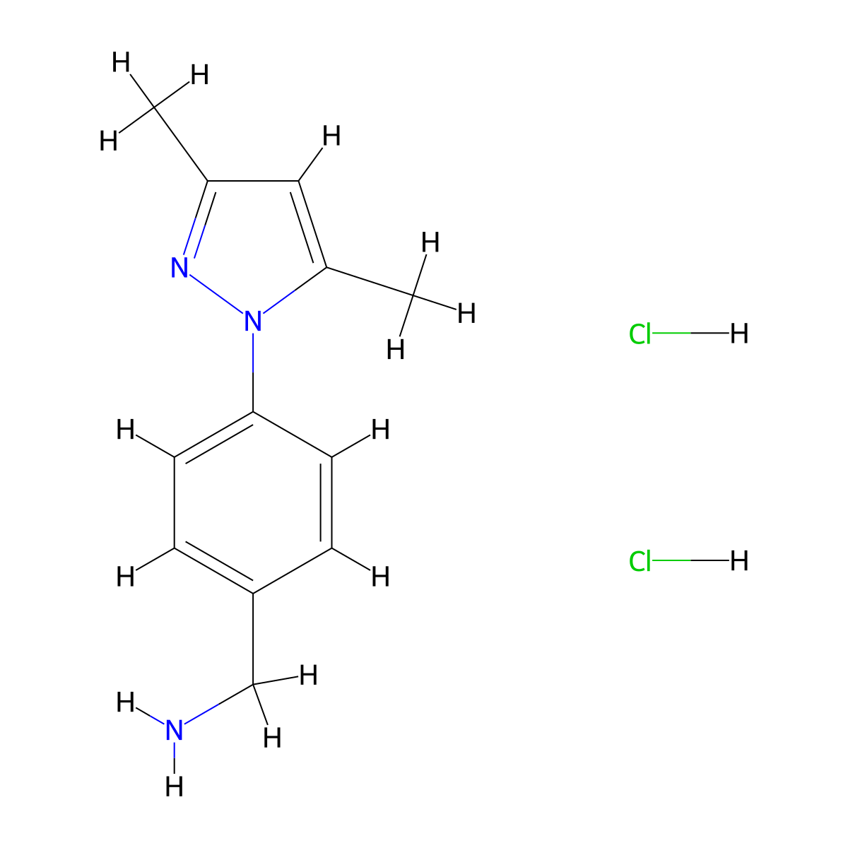(4-(3,5-Dimethyl-1H-pyrazol-1-yl)phenyl)methanamine dihydrochloride molecular structure, CAS 1184995-77-4