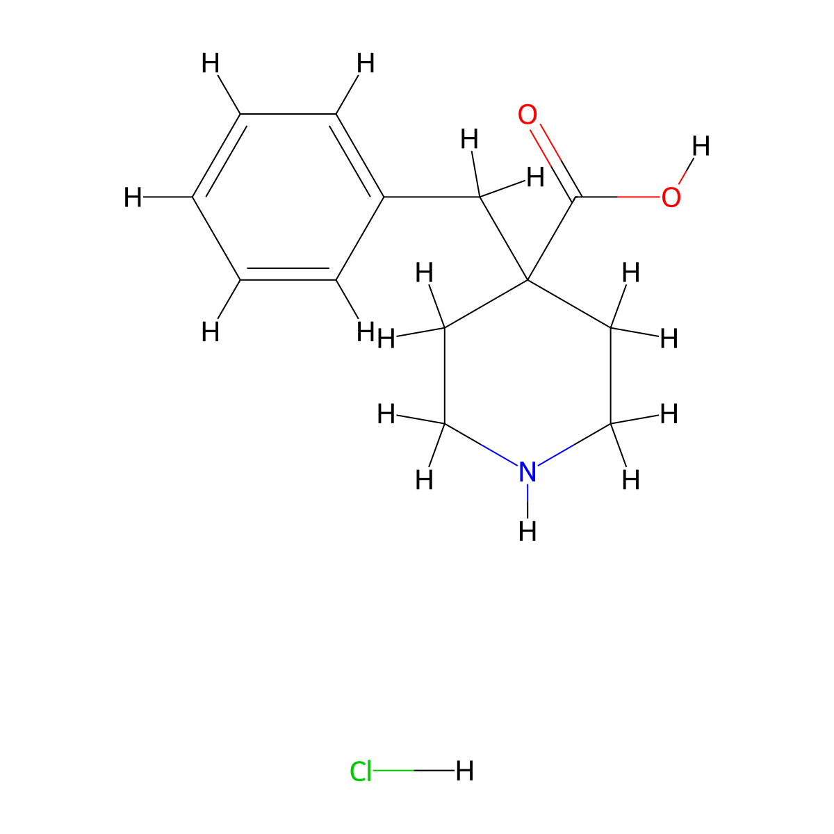 4-Benzylpiperidine-4-carboxylic acid hydrochloride molecular structure, CAS 1184995-85-4