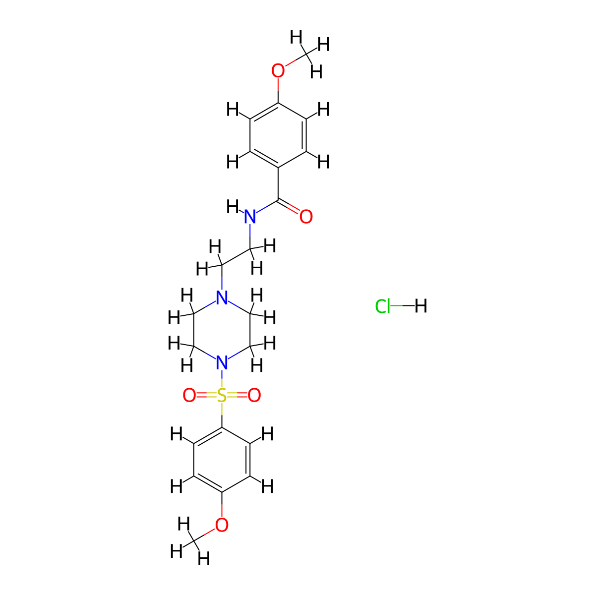 4-methoxy-N-(2-(4-((4-methoxyphenyl)sulfonyl)piperazin-1-yl)ethyl)benzamide hydrochloride molecular structure, CAS 1184996-03-9