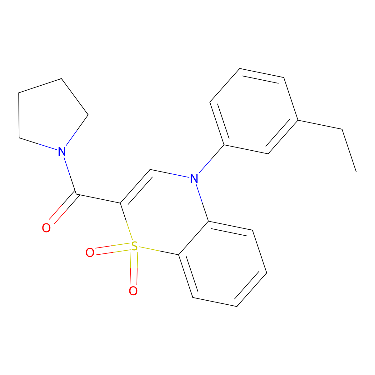 4-(3-ethylphenyl)-2-(pyrrolidine-1-carbonyl)-4H-1lambda6,4-benzothiazine-1,1-dione molecular structure, CAS 1184996-08-4