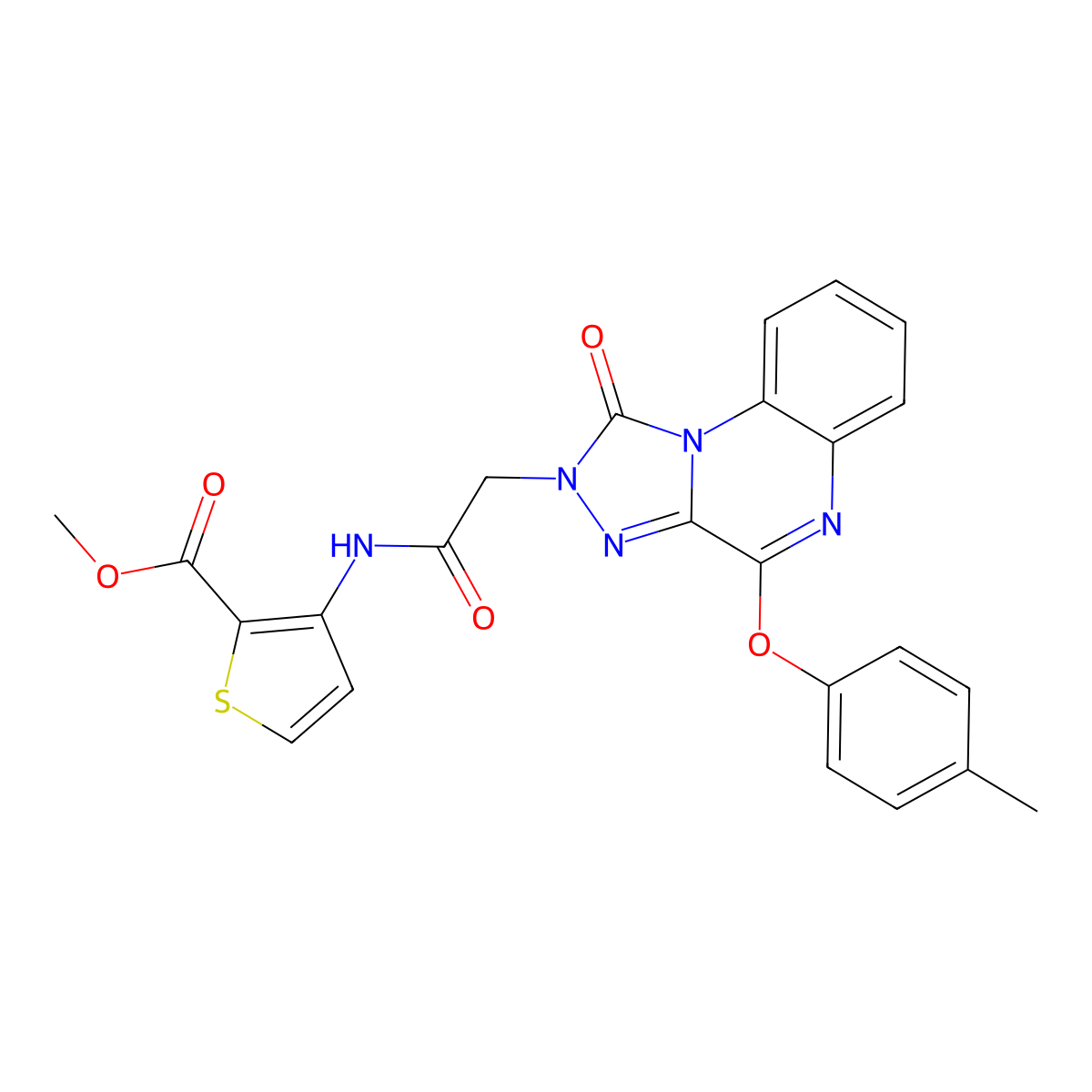 methyl 3-({[4-(4-methylphenoxy)-1-oxo[1,2,4]triazolo[4,3-a]quinoxalin-2(1H)-yl]acetyl}amino)thiophene-2-carboxylate molecular structure, CAS 1184996-25-5