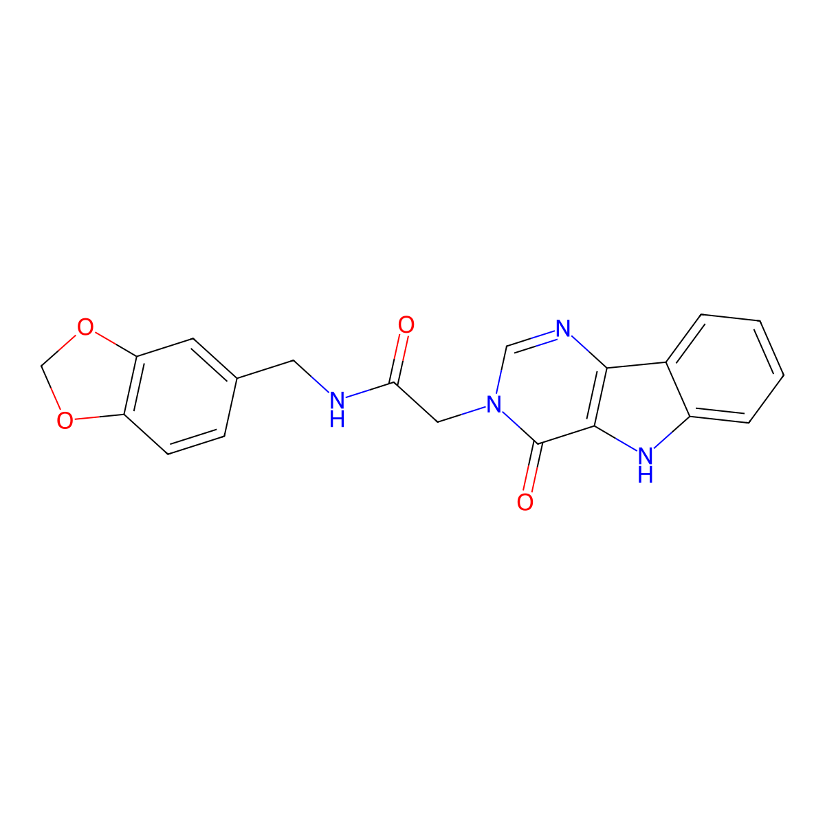 N-(1,3-benzodioxol-5-ylmethyl)-2-(4-oxo-4,5-dihydro-3H-pyrimido[5,4-b]indol-3-yl)acetamide molecular structure, CAS 1184996-67-5