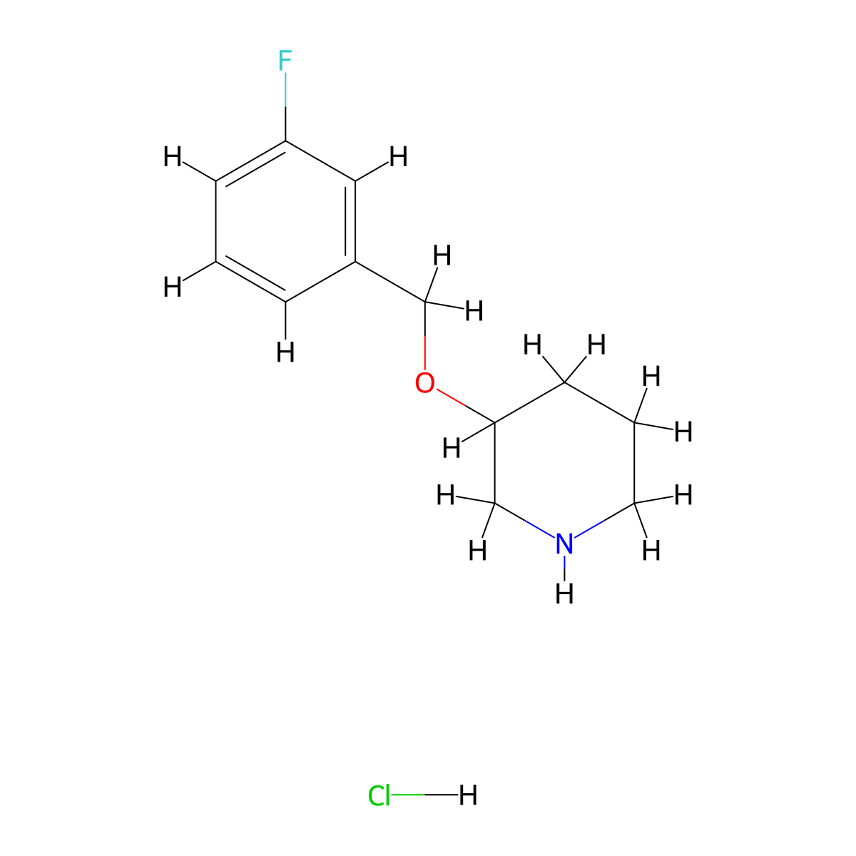 3-[(3-Fluorobenzyl)oxy]piperidine hydrochloride molecular structure, CAS 1184997-21-4