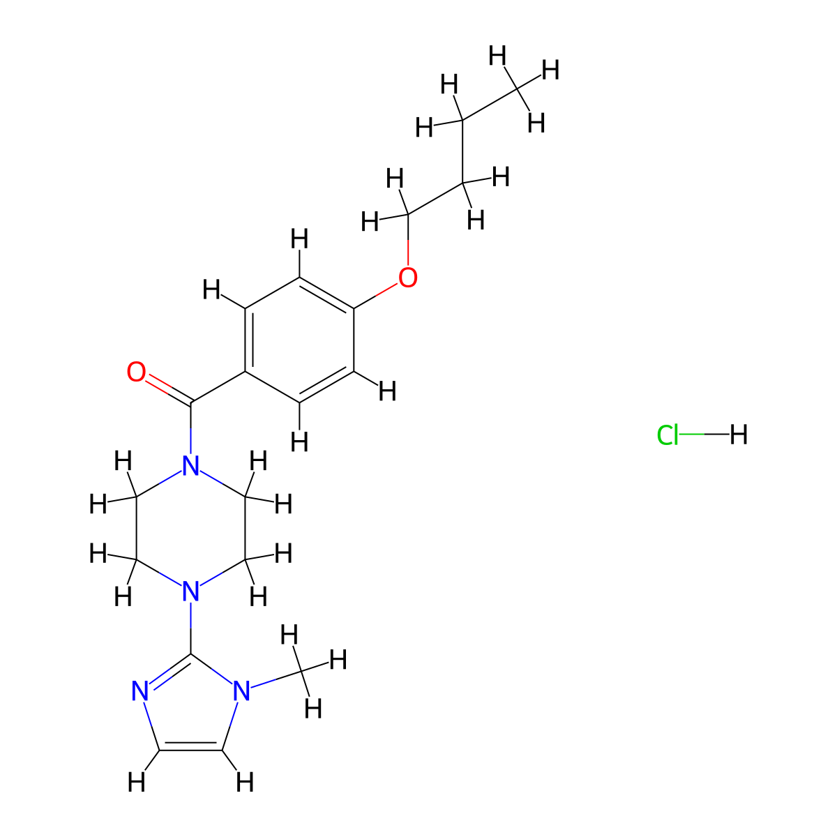 (4-butoxyphenyl)(4-(1-methyl-1H-imidazol-2-yl)piperazin-1-yl)methanone hydrochloride molecular structure, CAS 1184997-33-8