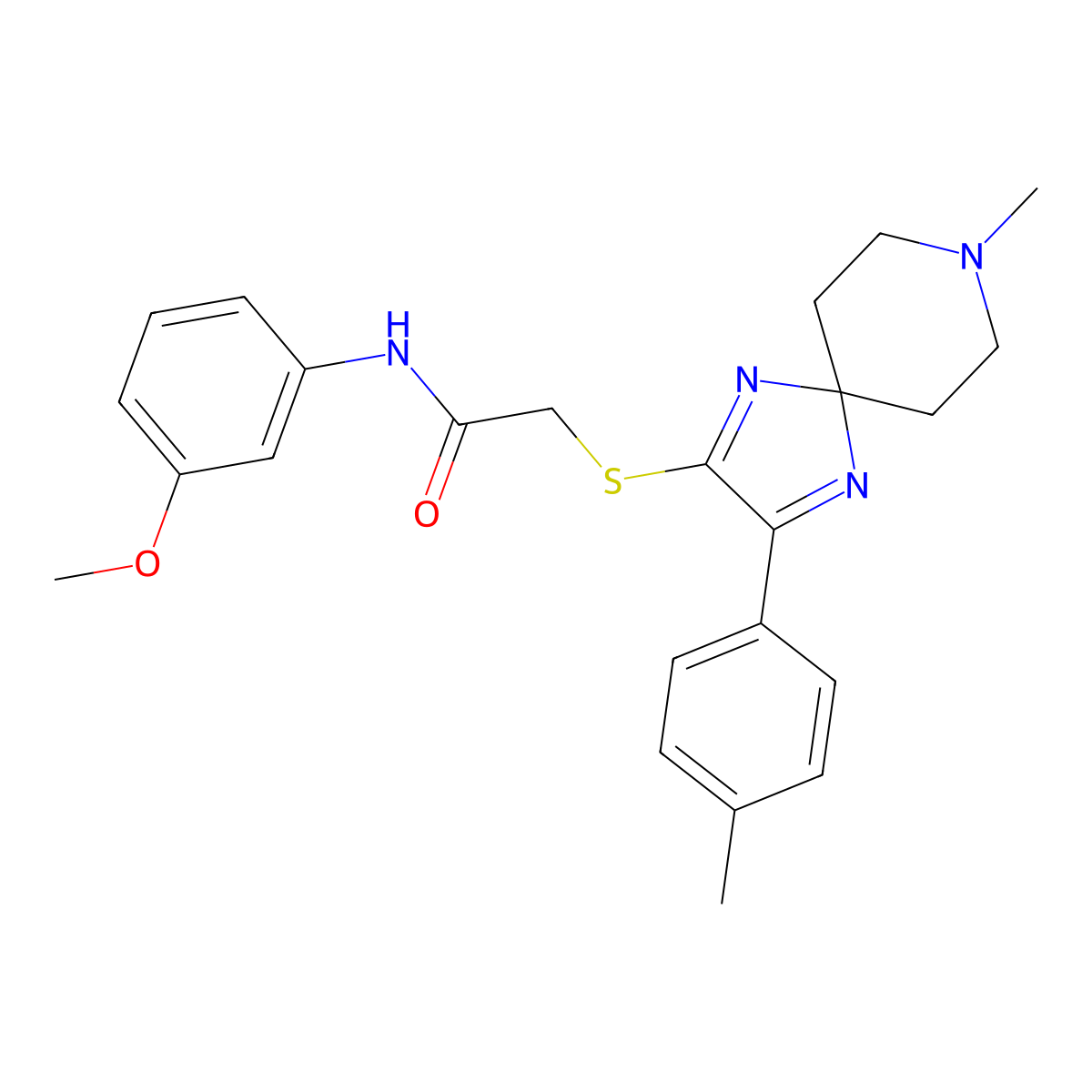 N-(3-methoxyphenyl)-2-{[8-methyl-3-(4-methylphenyl)-1,4,8-triazaspiro[4.5]deca-1,3-dien-2-yl]thio}acetamide molecular structure, CAS 1184997-78-1